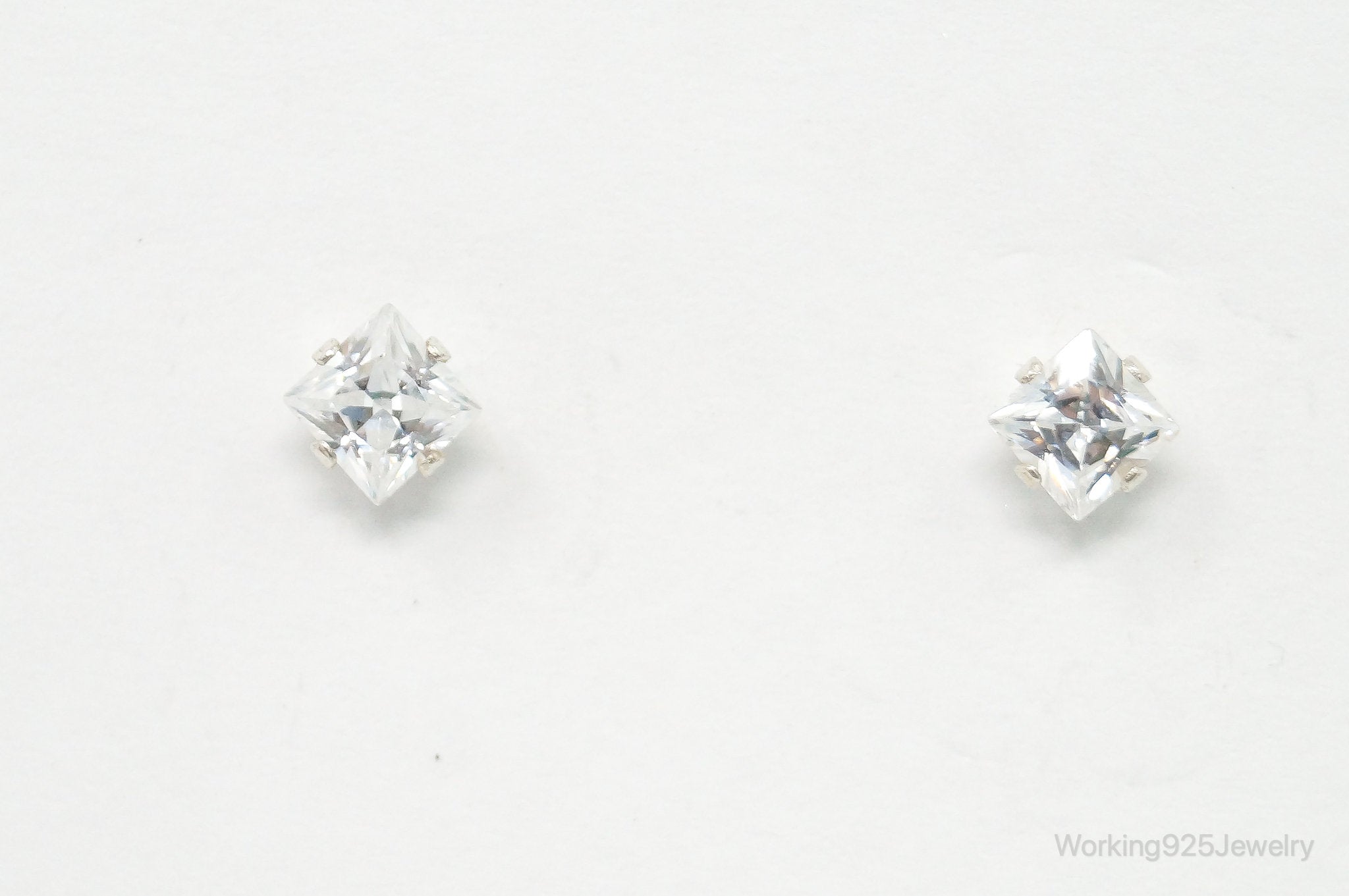 Cubic Zirconia Sterling Silver Stud Post Earrings