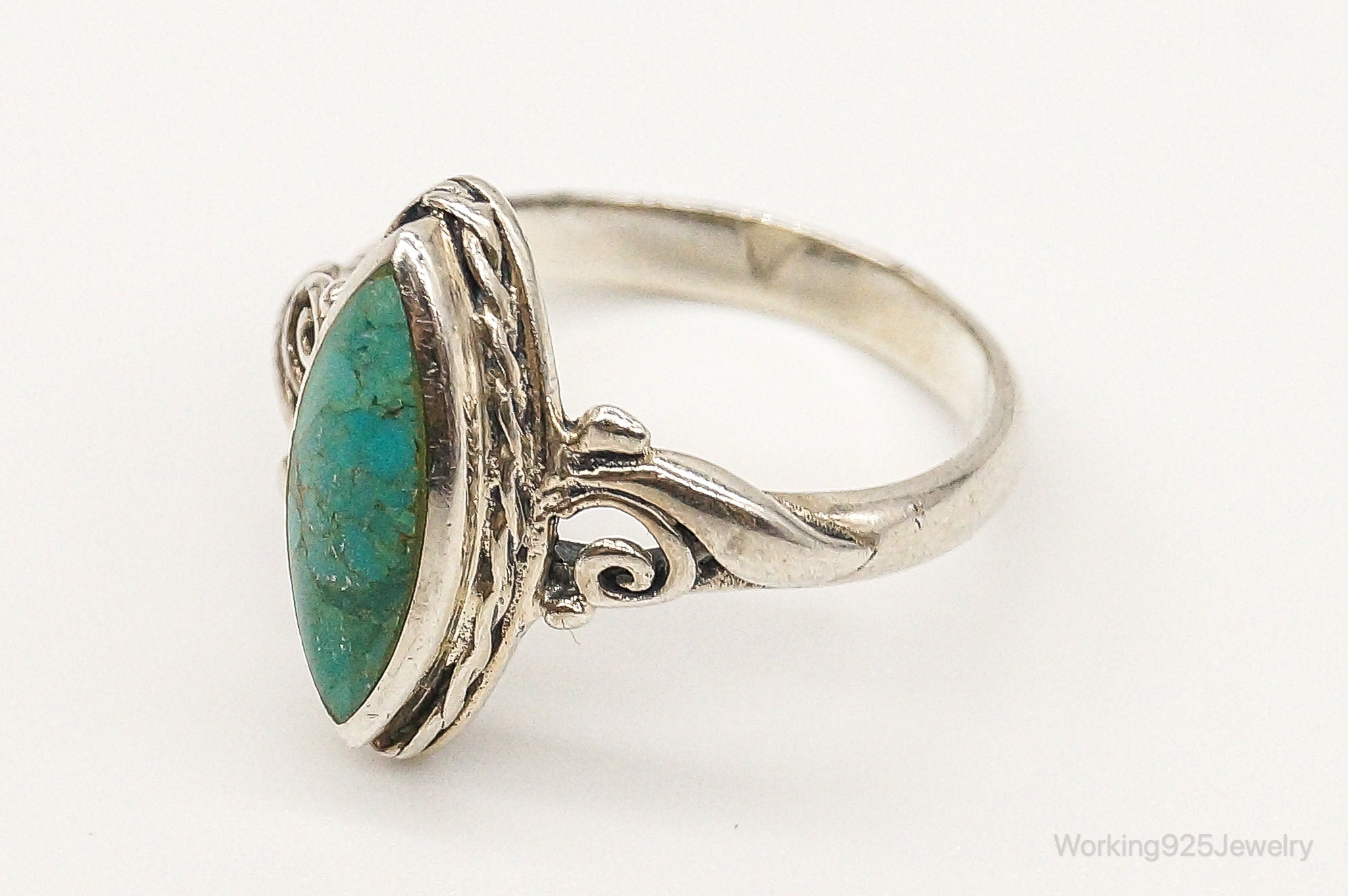 Vintage Designer BOMA Turquoise Sterling Silver Ring SZ 5.25