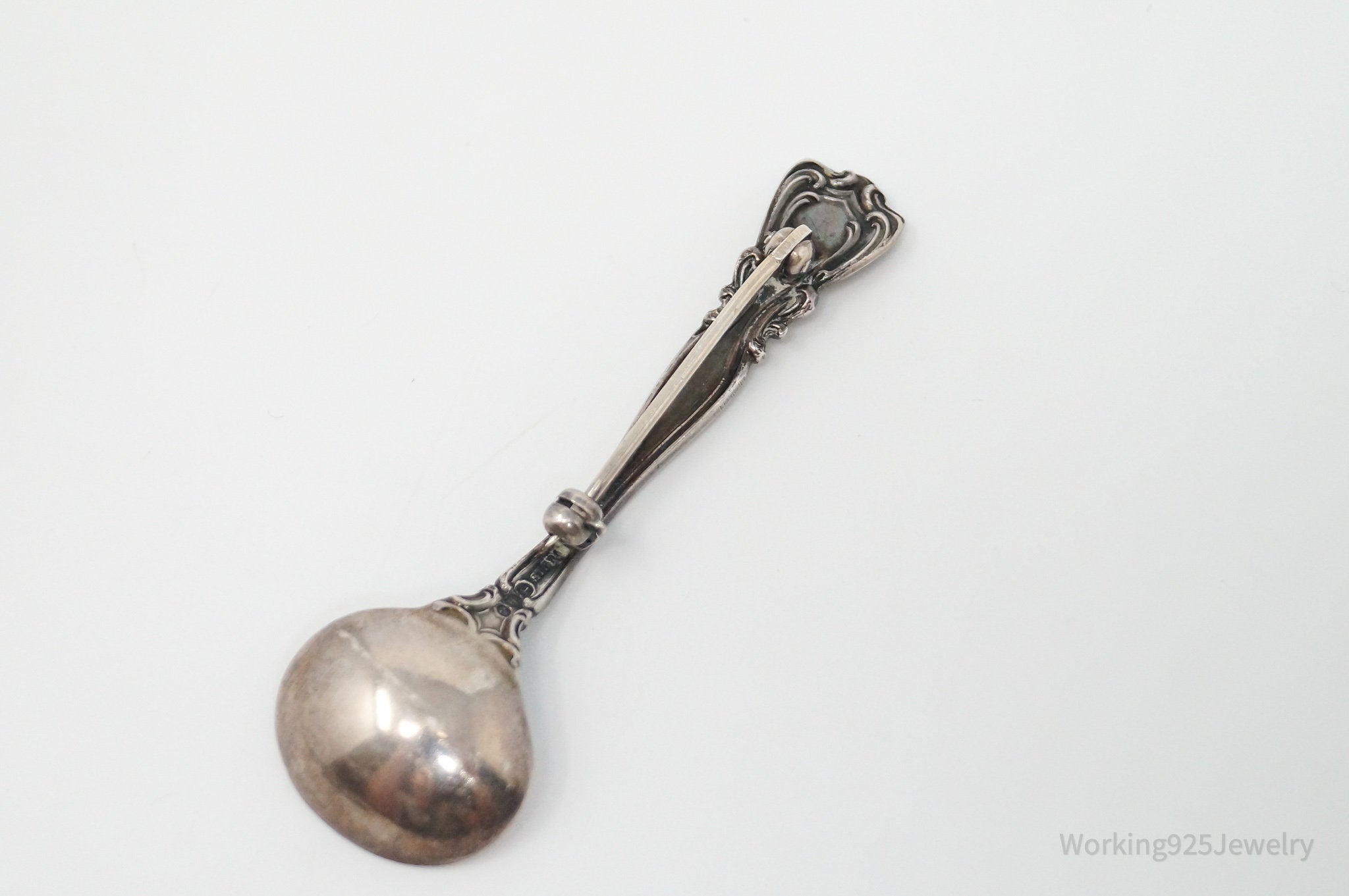 Antique GORHAM Floral Spoon Sterling Silver Brooch Pin