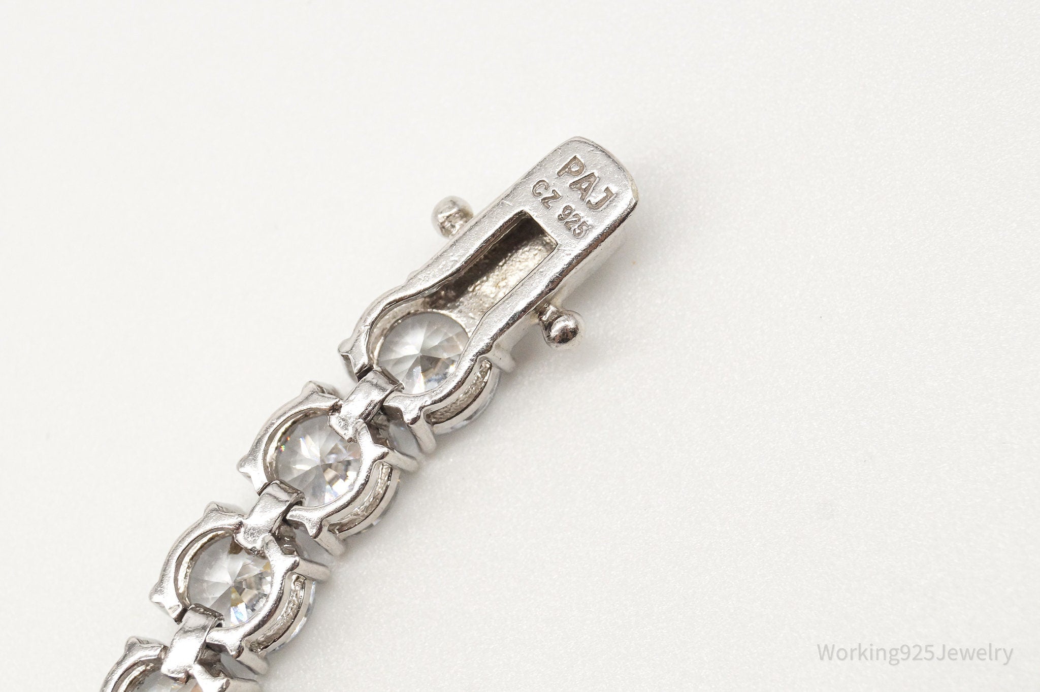 Vintage Designer PAJ Large Cubic Zirconia Sterling Silver Tennis Bracelet