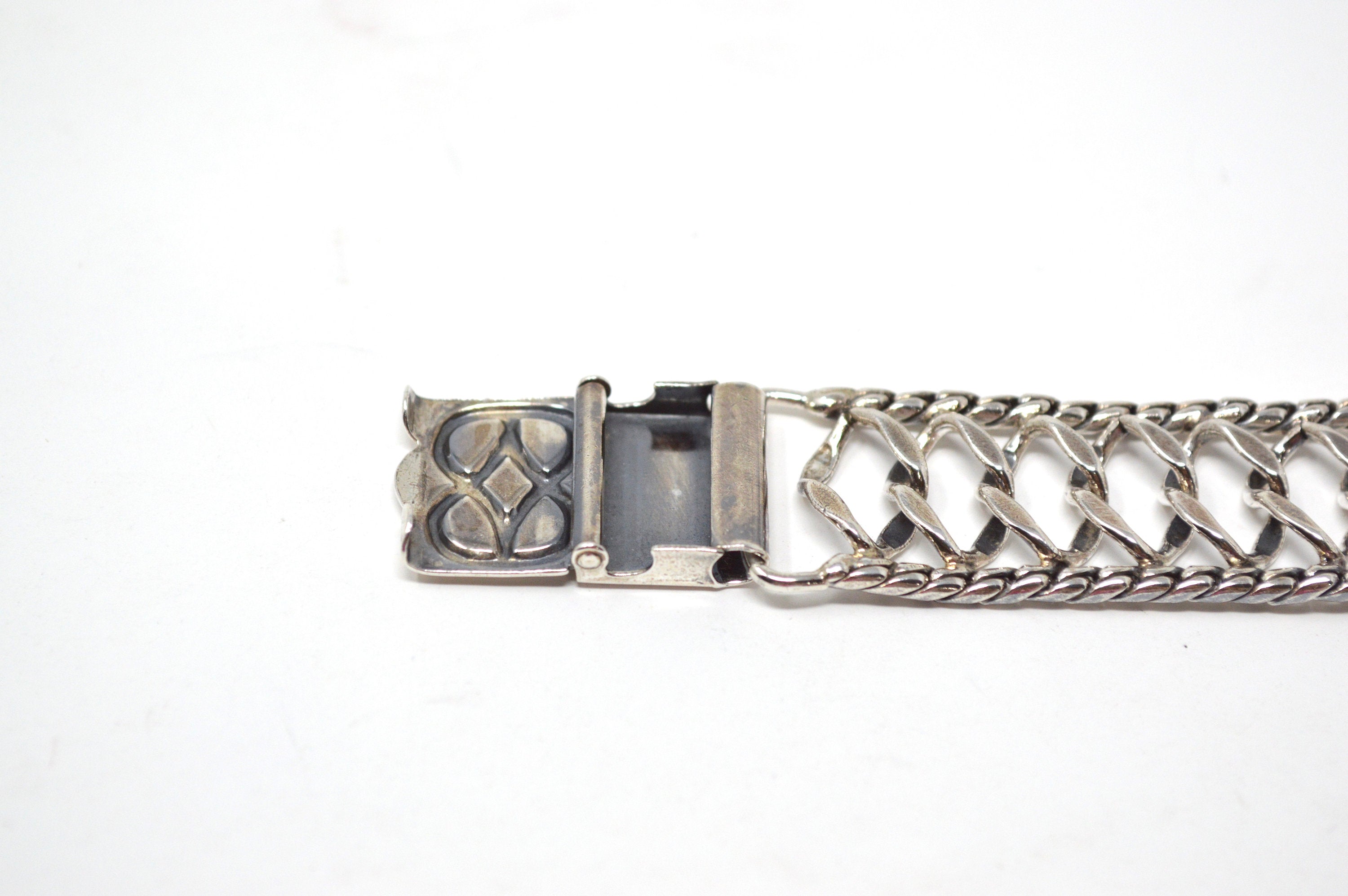 Vintage Designer Danecraft Woven Intertwining Link Sterling Silver Bracelet