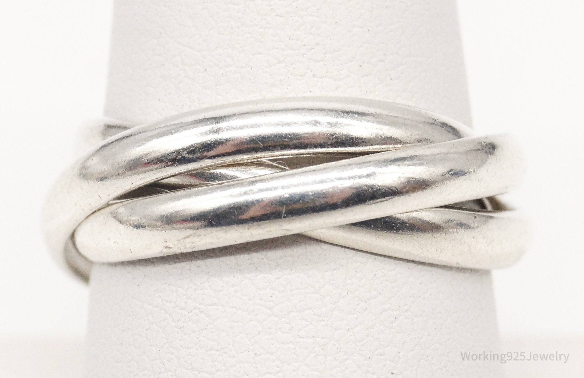 Vintage Intertwined Sleek Modern Sterling Silver Ring - Size 7