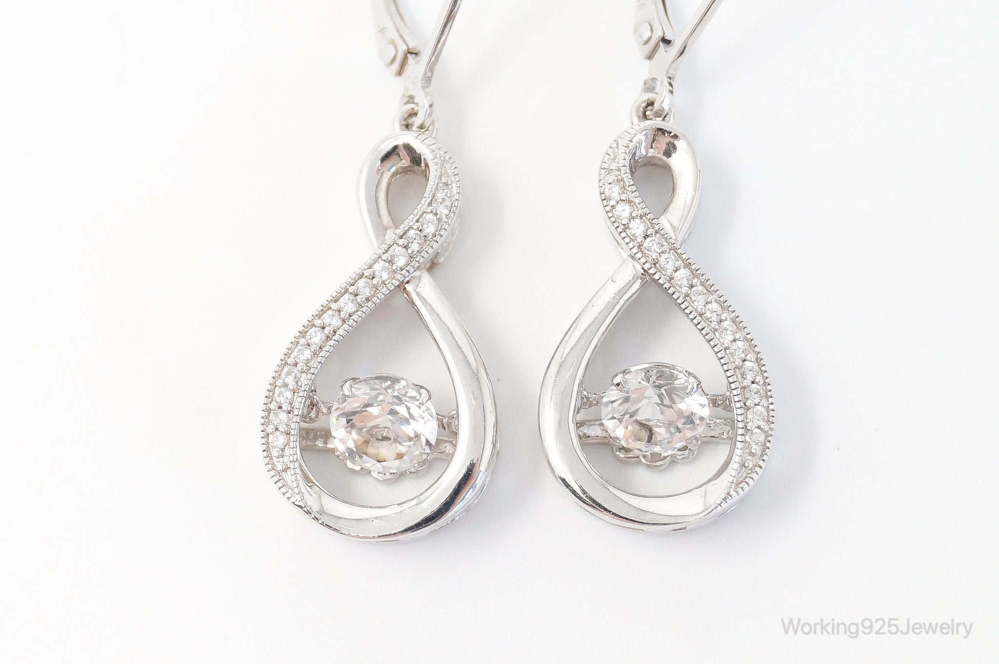 Vintage Cubic Zirconia Sterling Silver Earrings