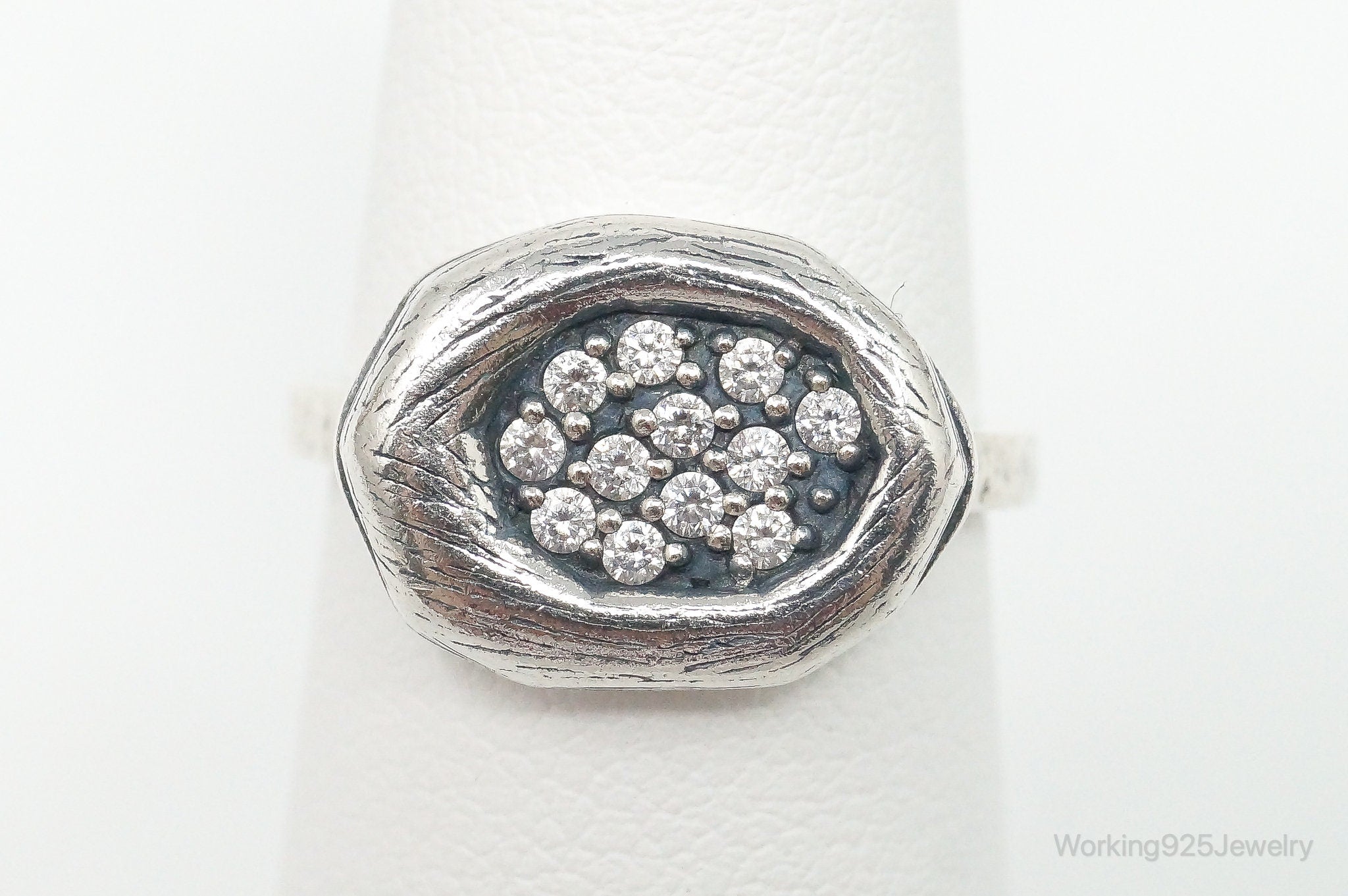 Designer Silpada Cubic Zirconia Retired Sterling Silver Ring - Size 5.25