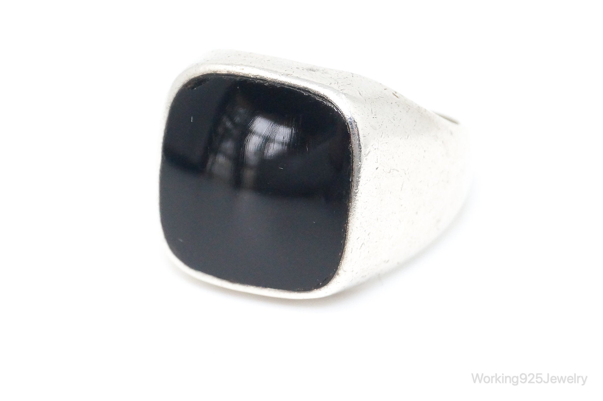 Vintage Designer BOMA Modern Black Onyx Sterling Silver Ring - Size 7.5