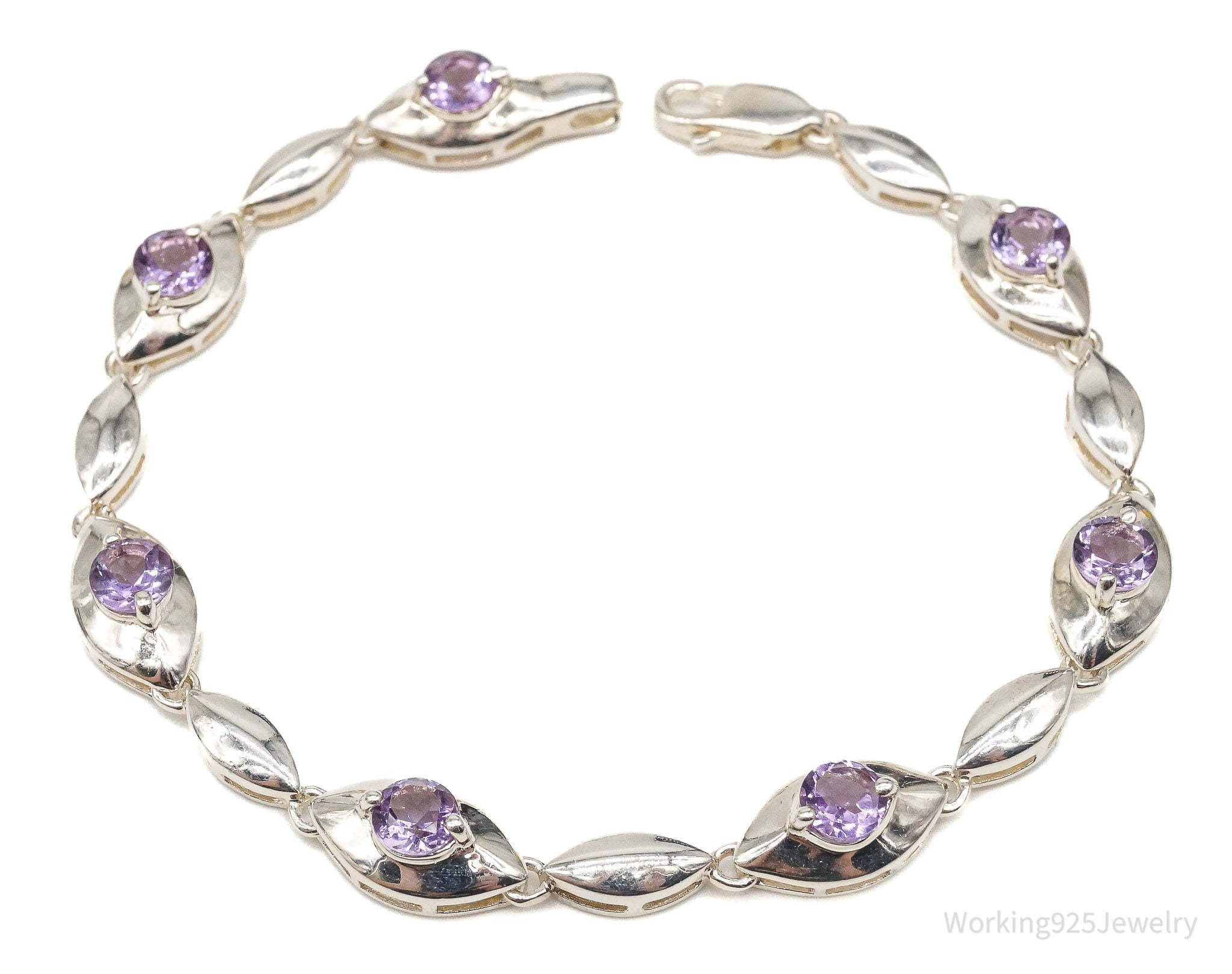 Vintage Amethyst Sterling Silver Bracelet