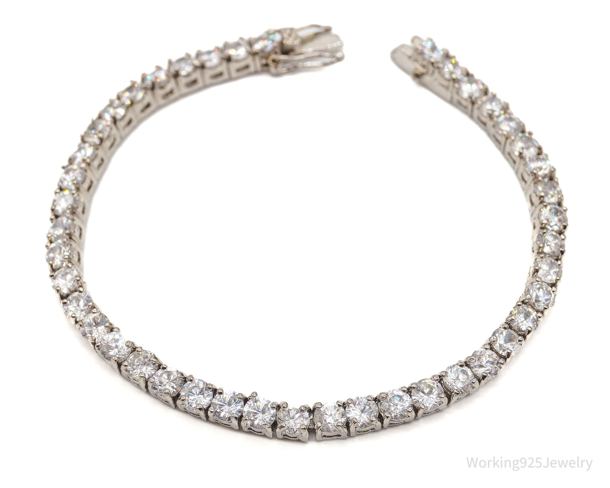 Vintage Cubic Zirconia Silver Tennis Bracelet