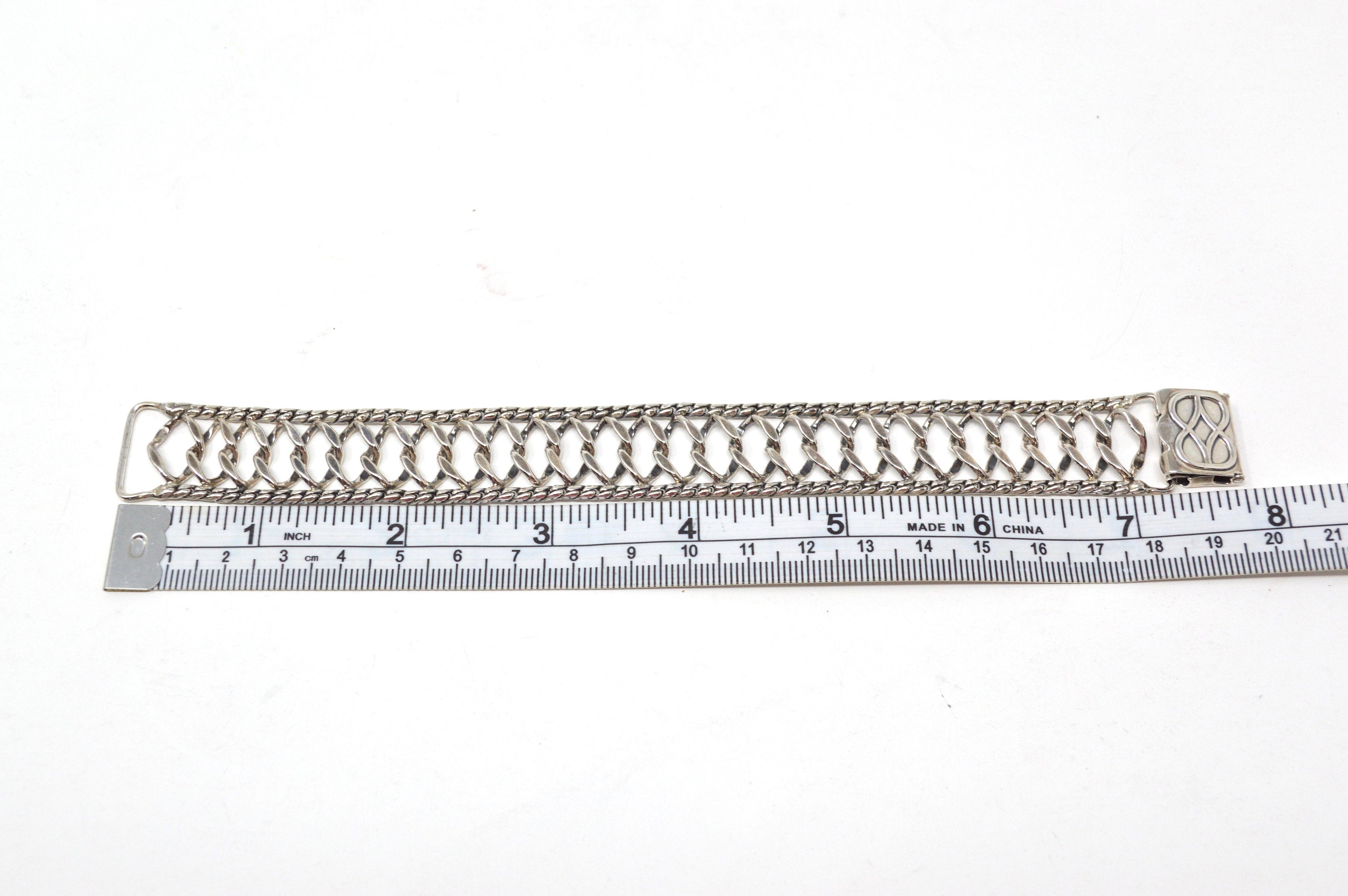 Vintage Designer Danecraft Woven Intertwining Link Sterling Silver Bracelet