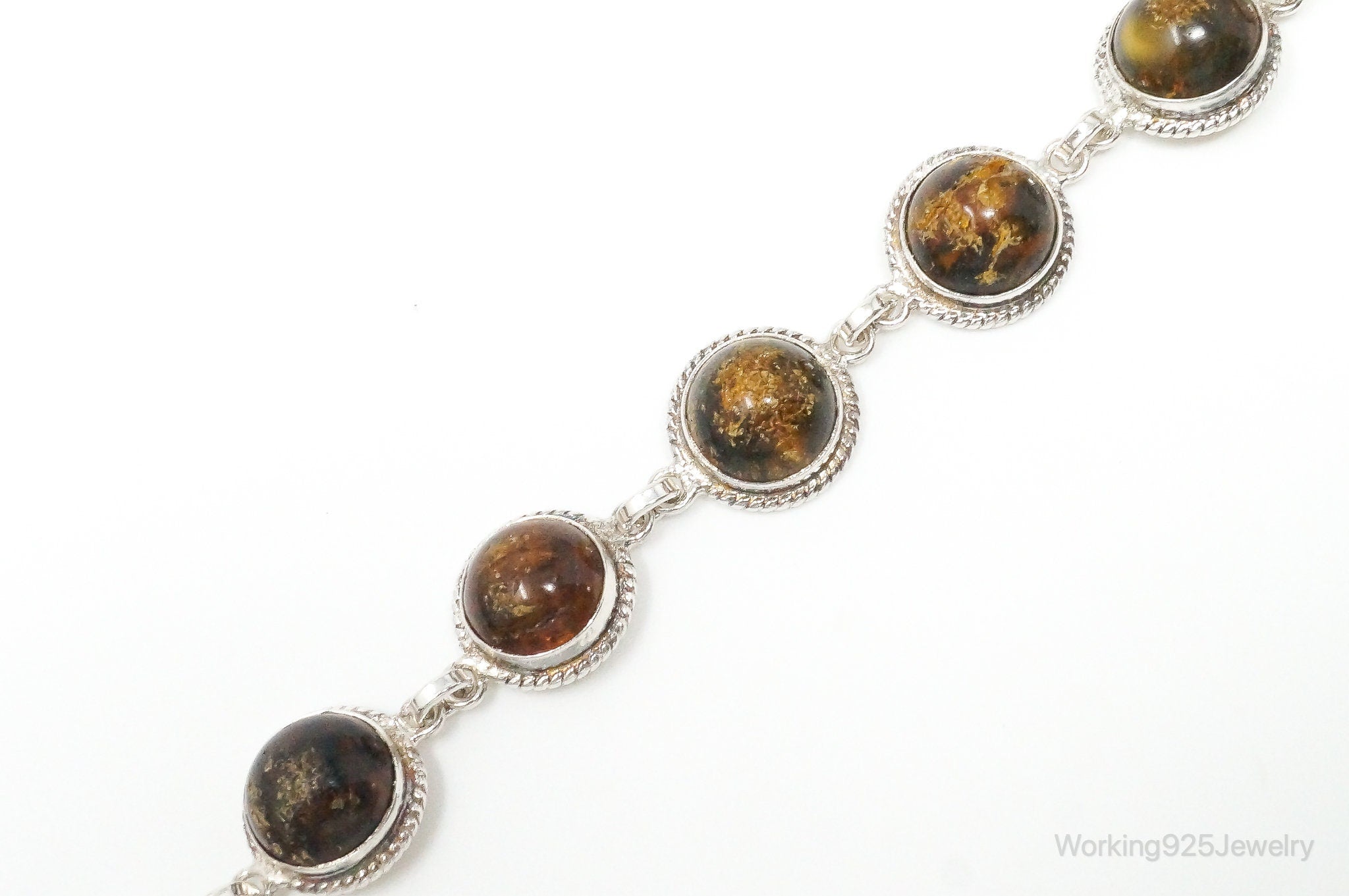 Vintage Amber Sterling Silver Bracelet