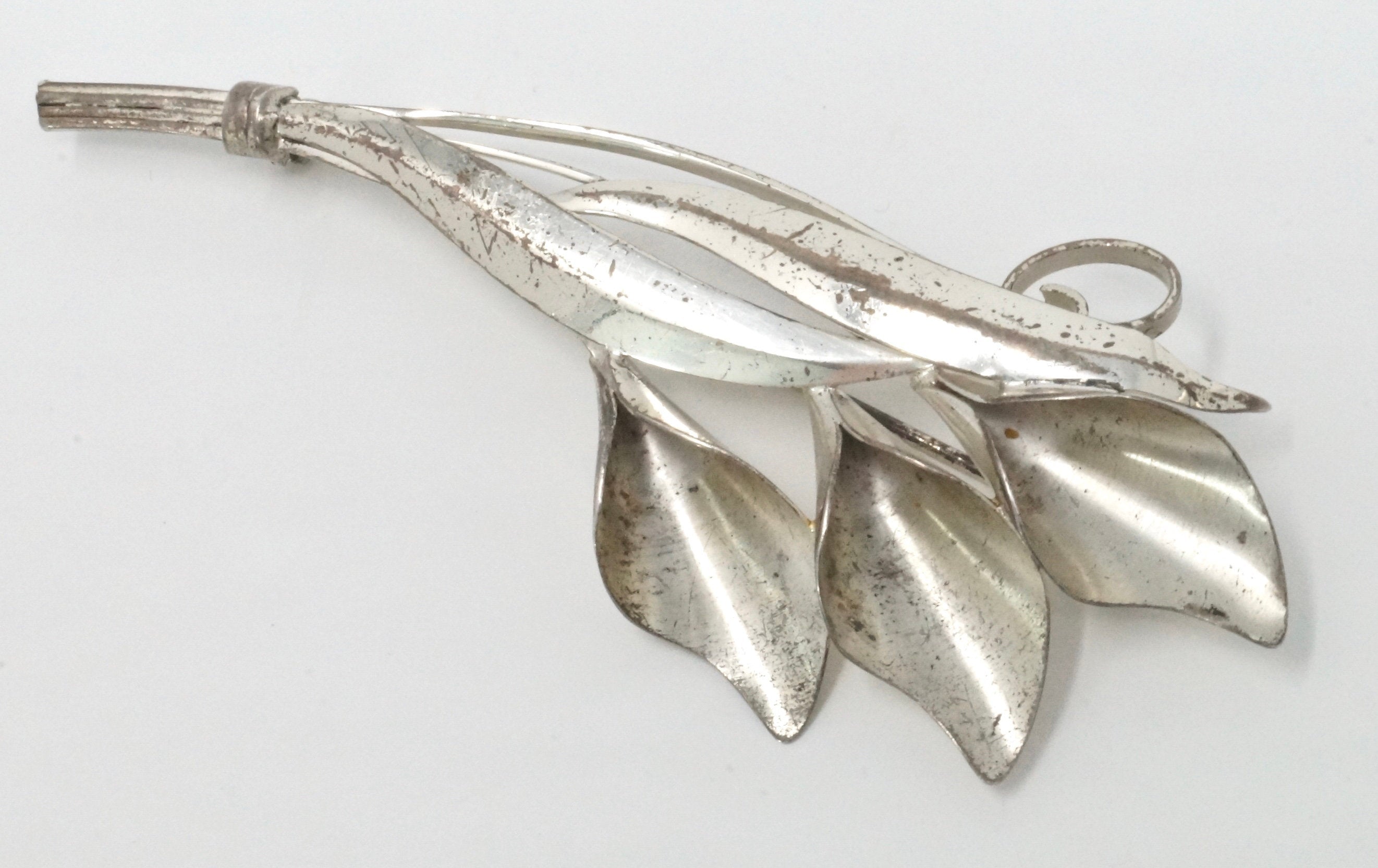 Vintage Designer TRUART Calla Lily Sterling Silver Pin Brooch - 695524174