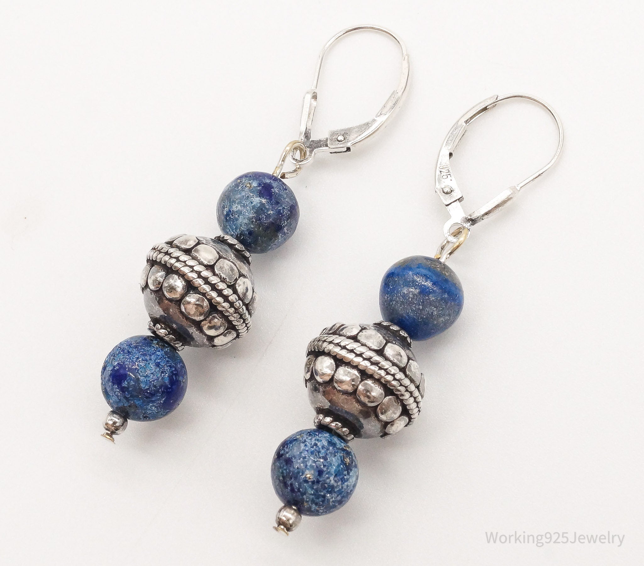 Vintage Lapis Lazuli Sterling Silver Earrings