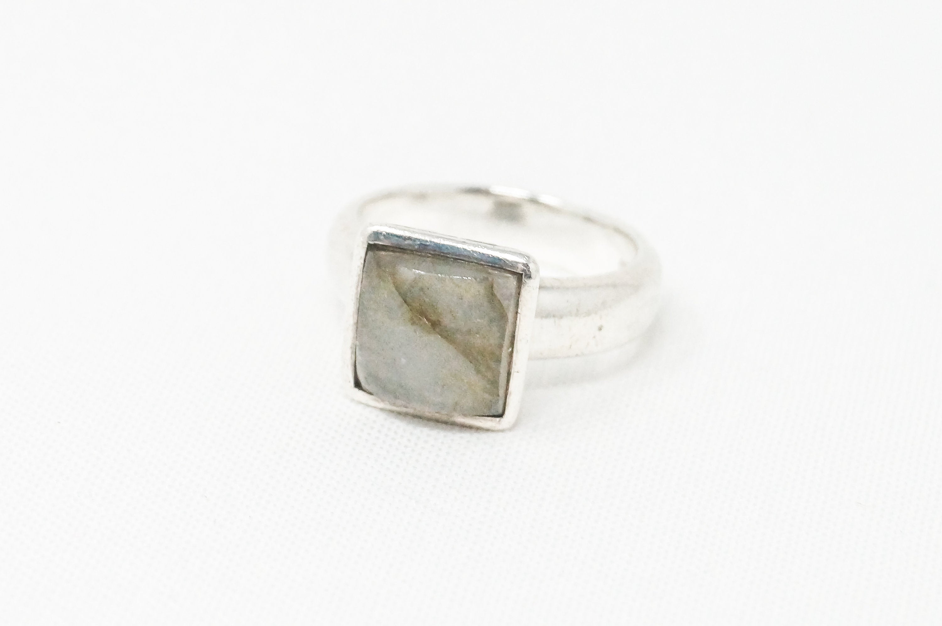 Vintage Designer BASK Labradorite Sterling Silver Ring - Sz 7.25