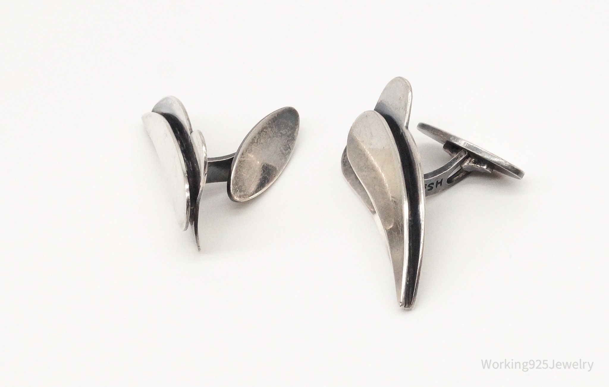 Rare Vintage Denmark Modernist Hermann Siersbol Sterling Silver Cufflinks