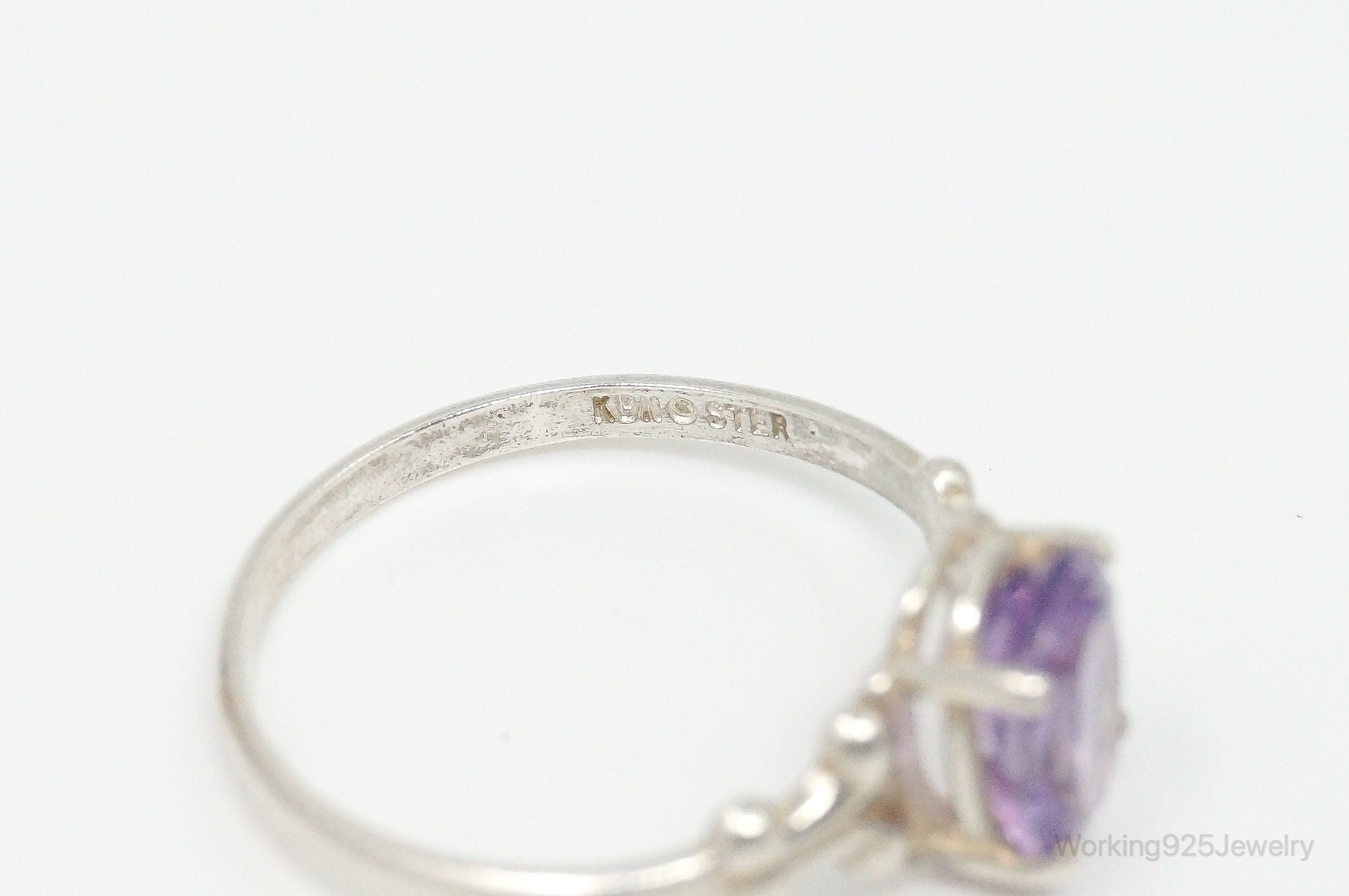 Vintage Designer Kabana Amethyst Sterling Silver Ring - Size 7