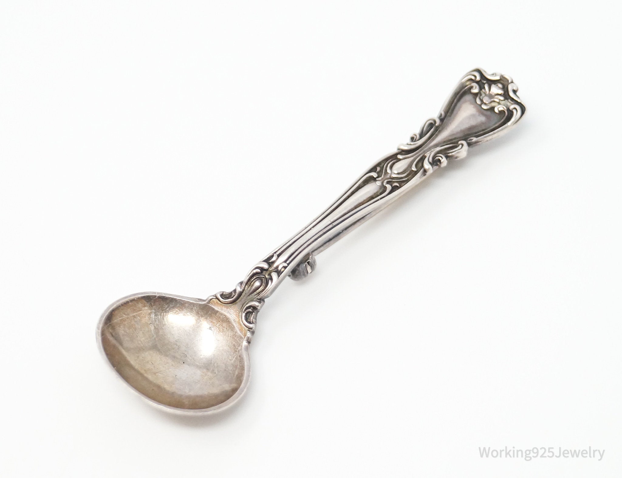 Antique GORHAM Floral Spoon Sterling Silver Brooch Pin