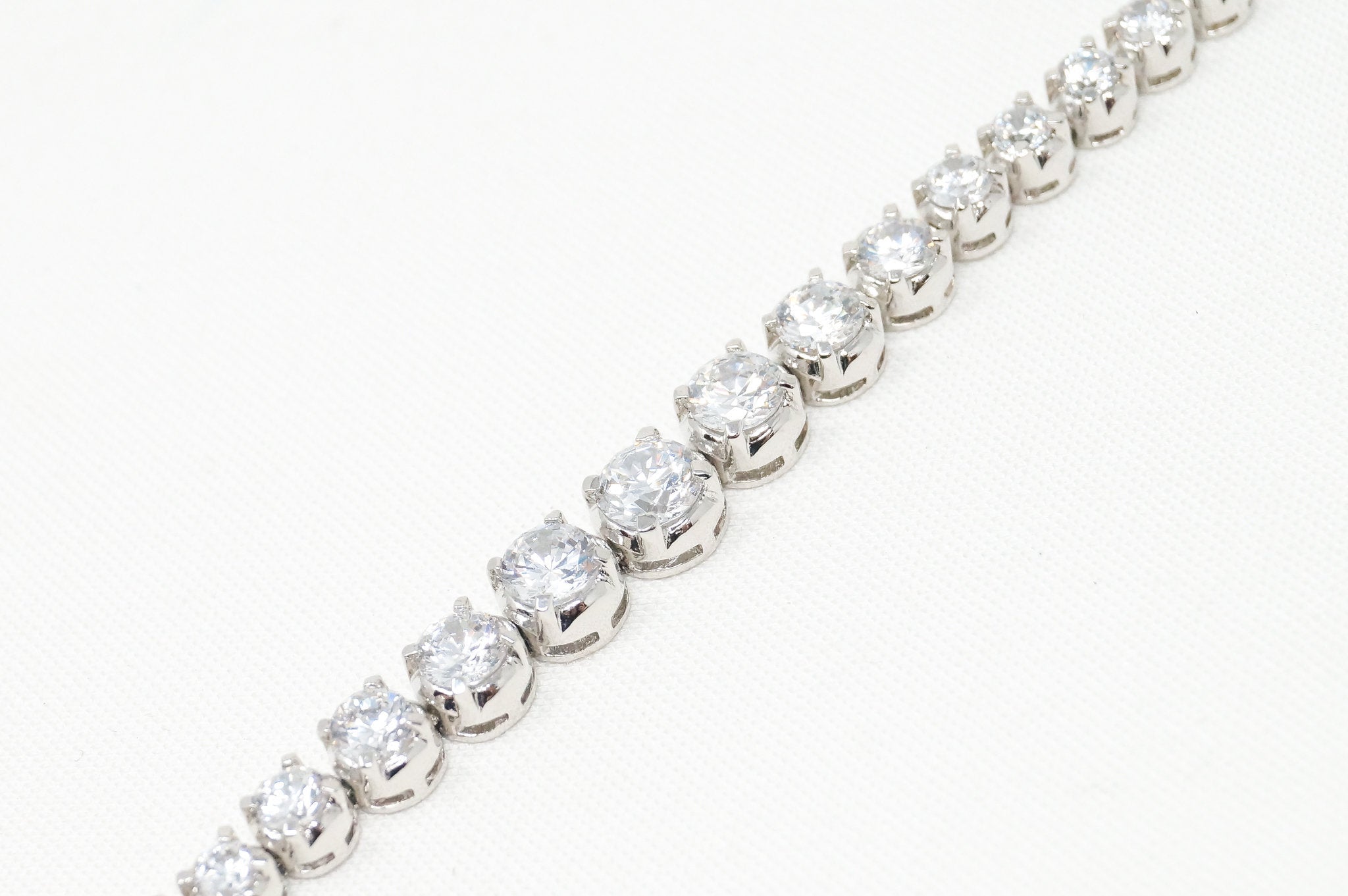 Vintage Art Deco Style Cubic Zirconia Sterling Silver Tennis Bracelet