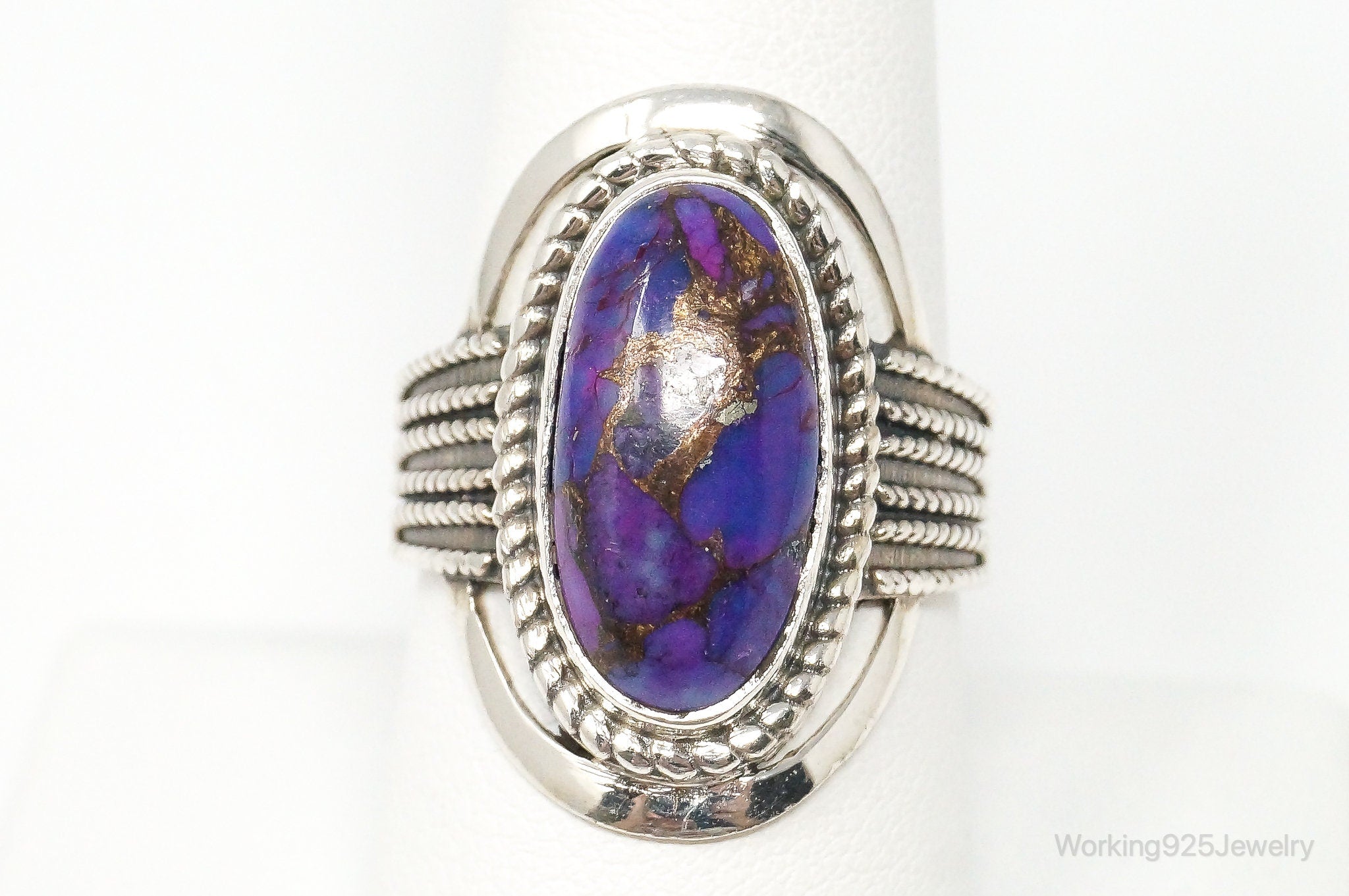 Large Vintage Purple Mojave Turquoise Sterling Silver Ring - Size 9.25