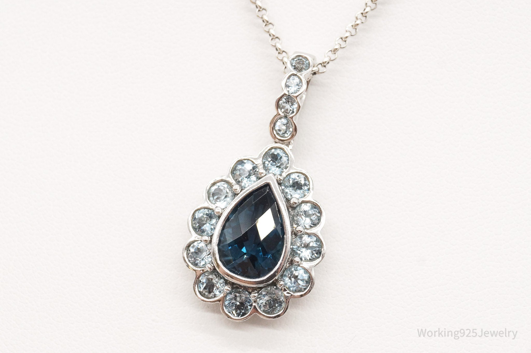 Vintage Blue Topaz Sterling Silver Necklace