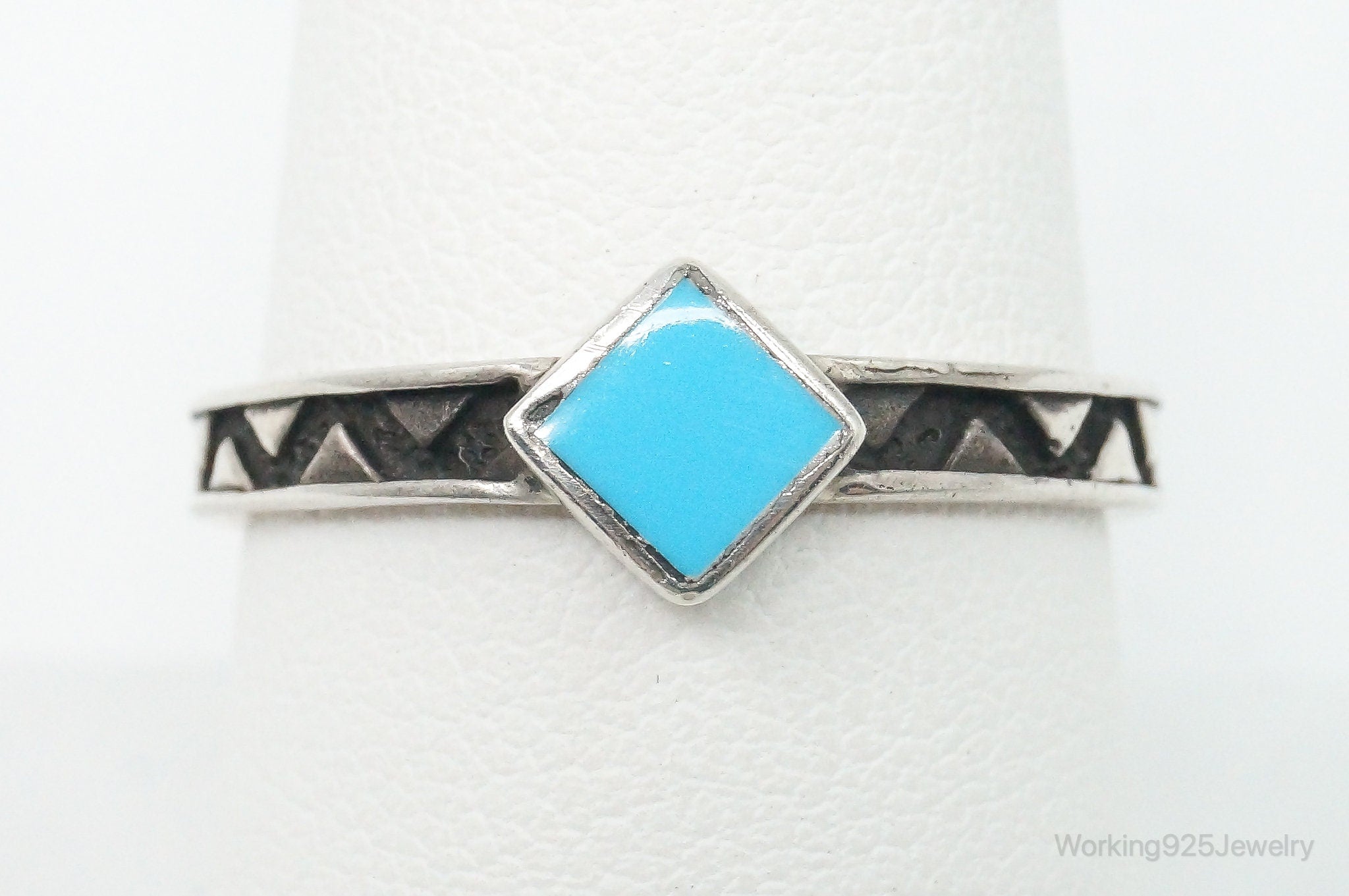 Designer Carolyn Pollack Turquoise Sterling Silver Stacker Ring - Size 9