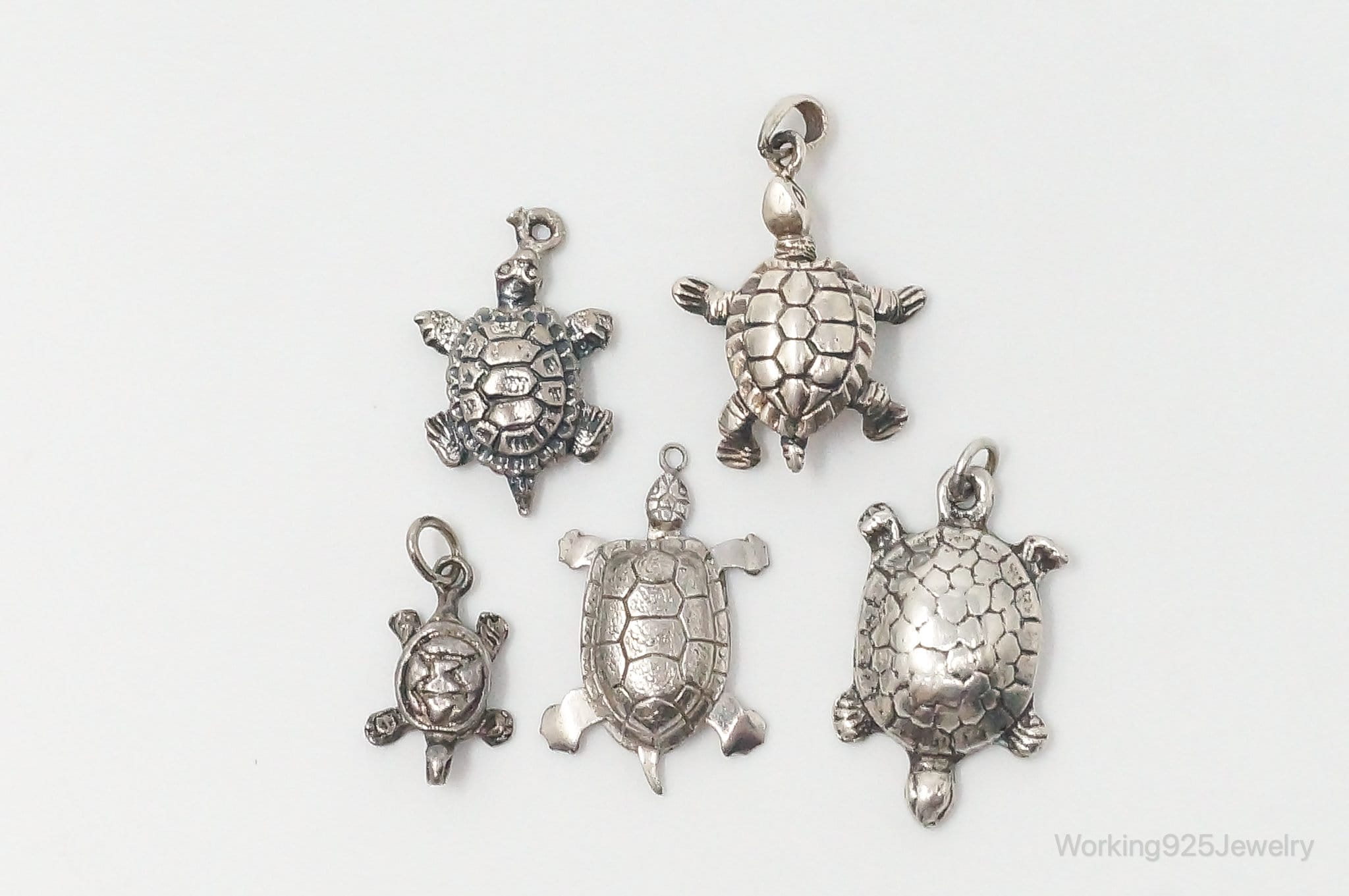 Vintage Antique Ocean Sea Turtles Sterling Silver Charms Lot