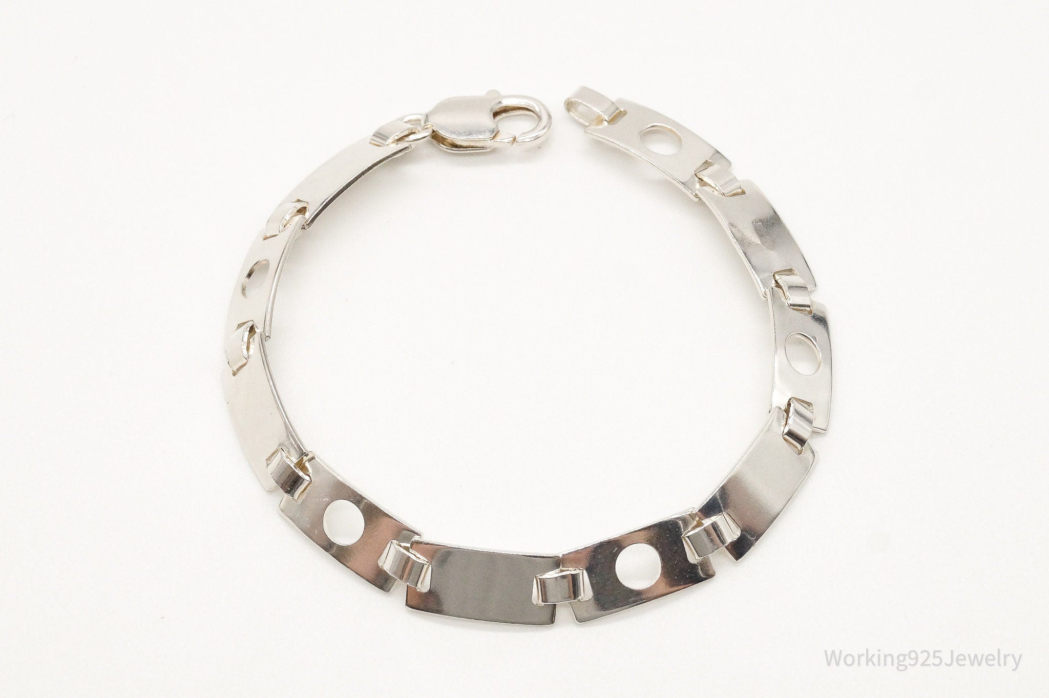 Vintage Italian Modernist Link Sterling Silver Bracelet