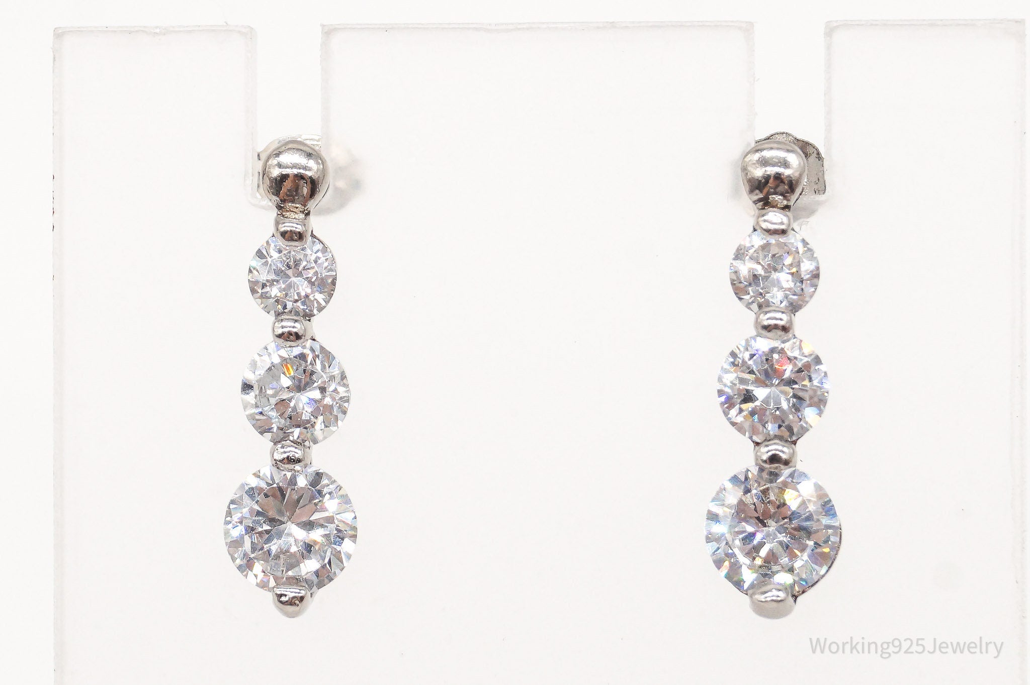 Vintage Cubic Zirconia Sterling Silver Earrings