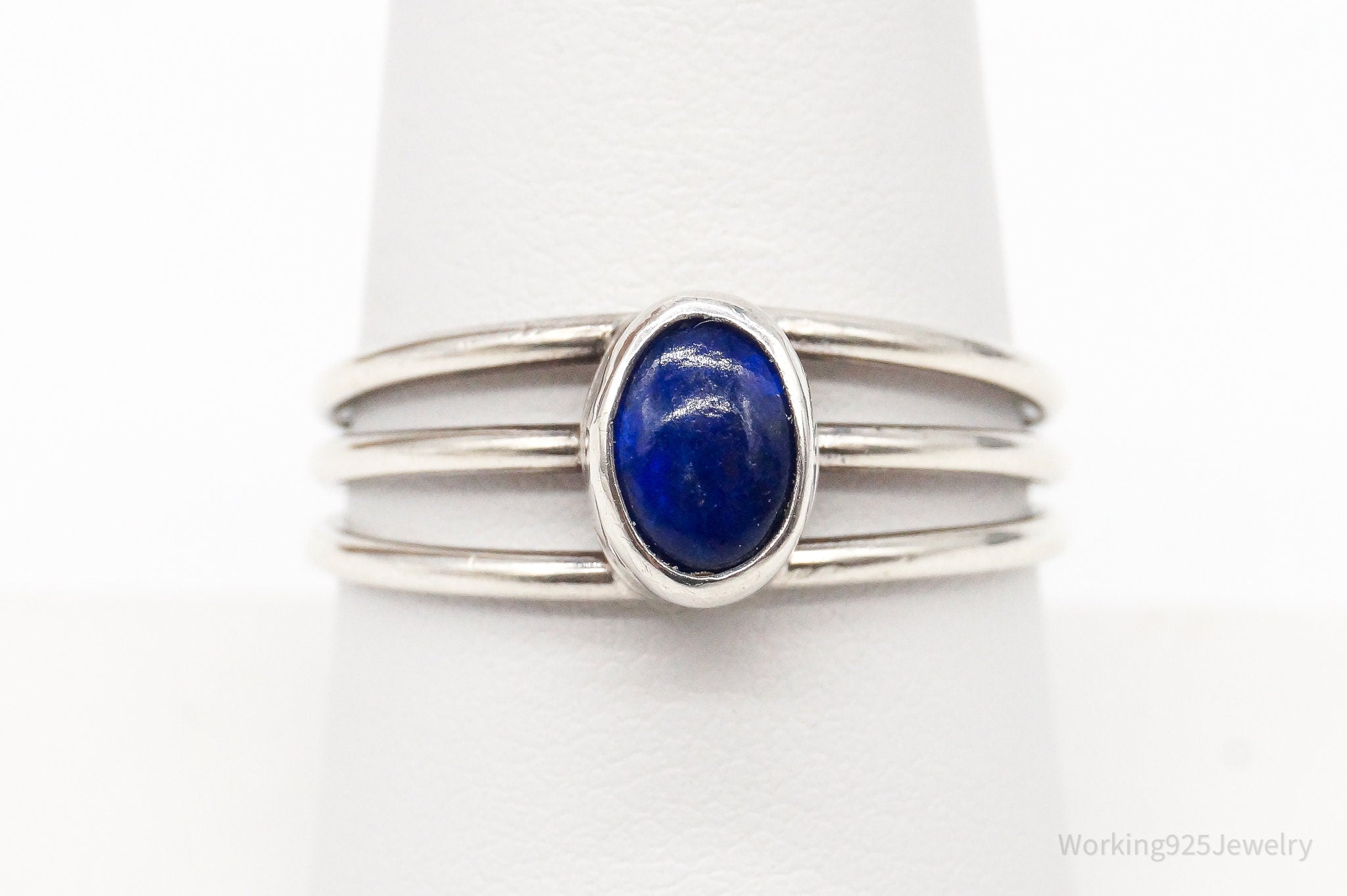 Vintage Lapis Lazuli Sterling Silver Ring - Size 8.5