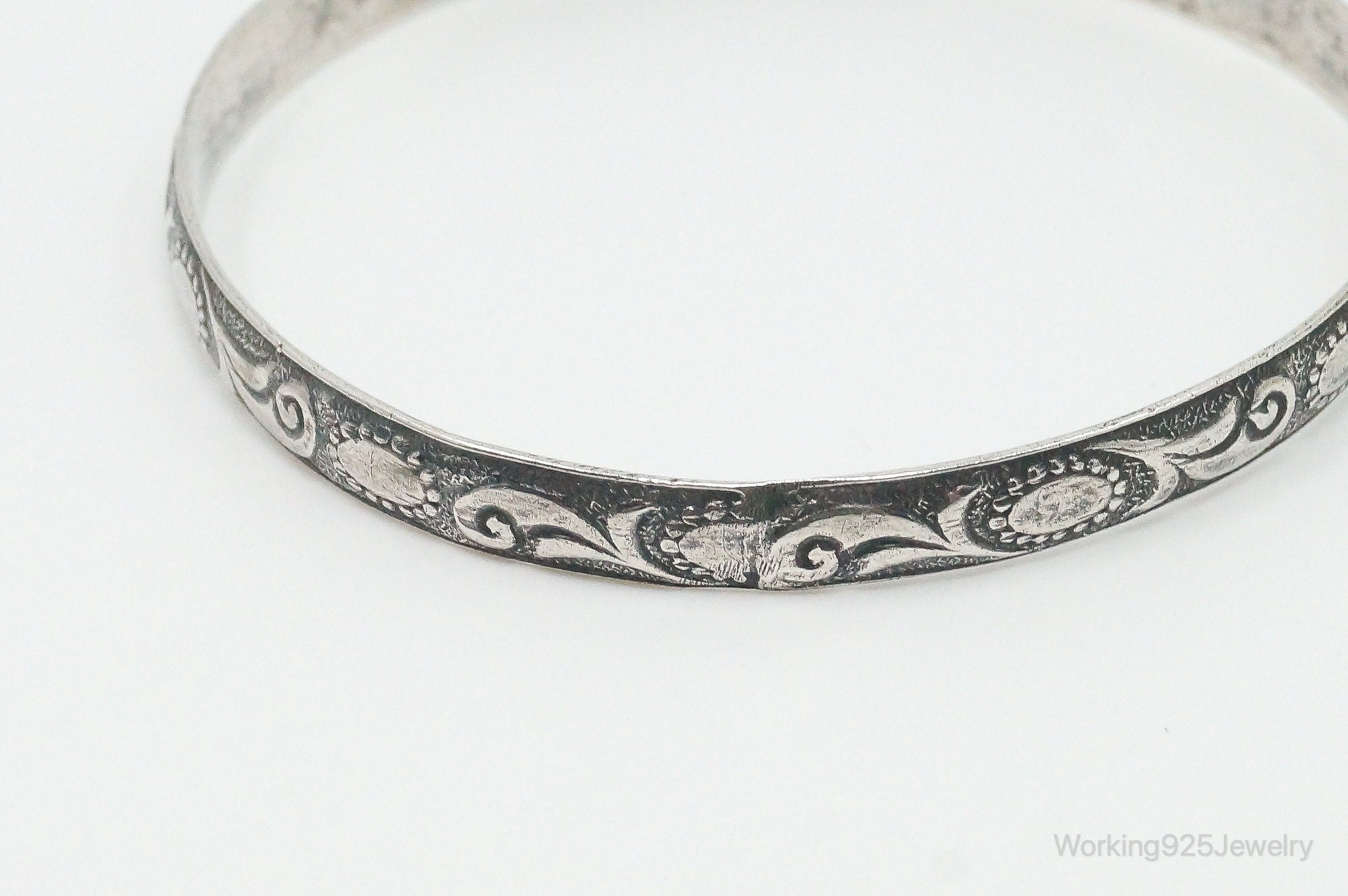 Antique Designer Danecraft Art Deco Sterling Silver Bangle Bracelet