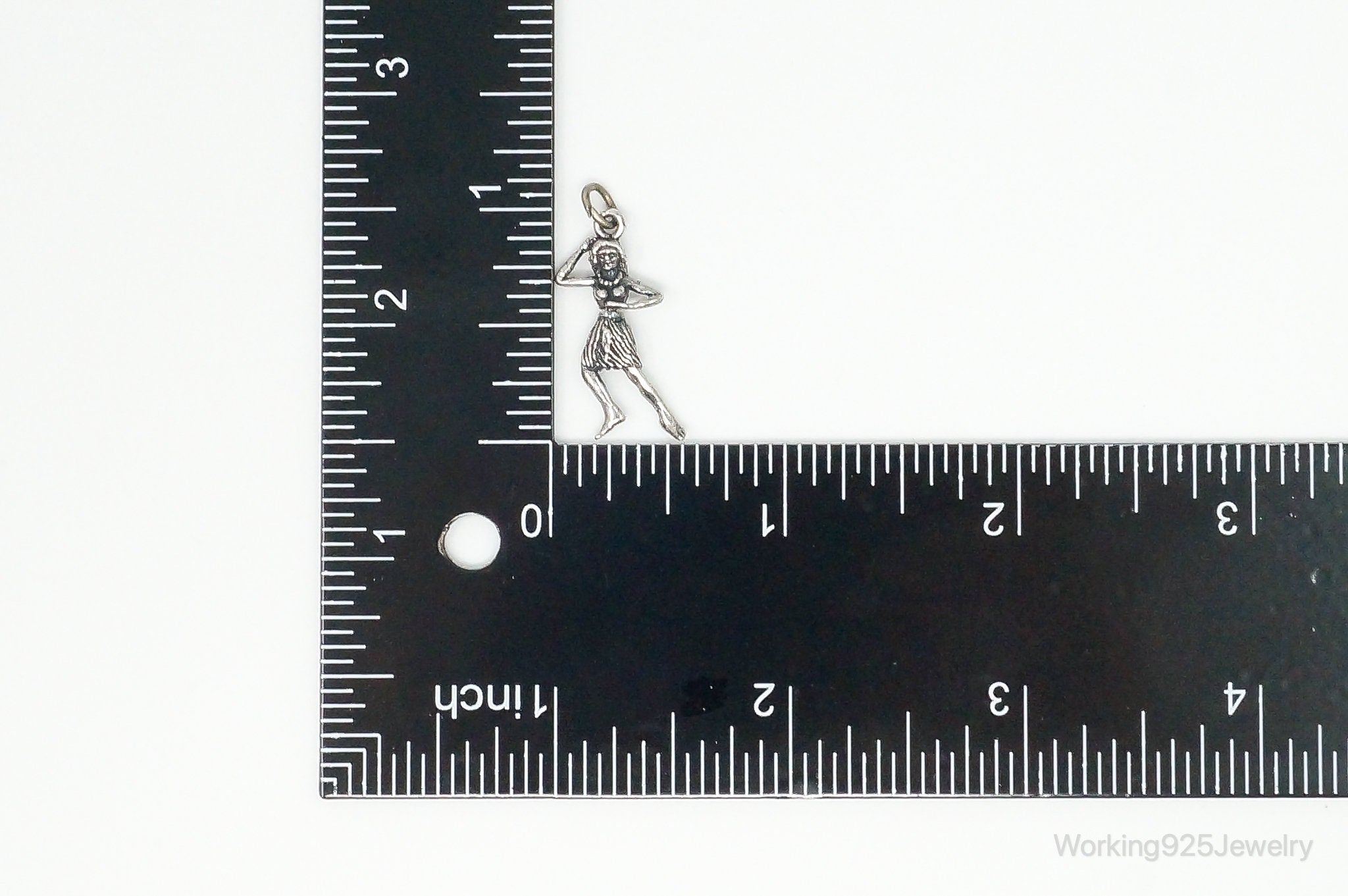 Rare Vintage Hula Dancing Woman Moving Sterling Silver Charm