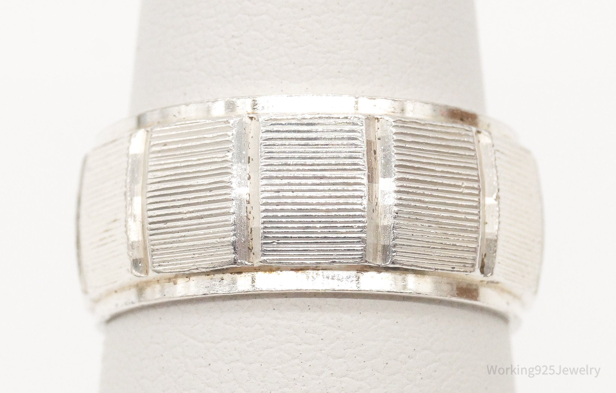 Vintage Art Deco Style 99 Fine Silver Band Ring - Size 5.75