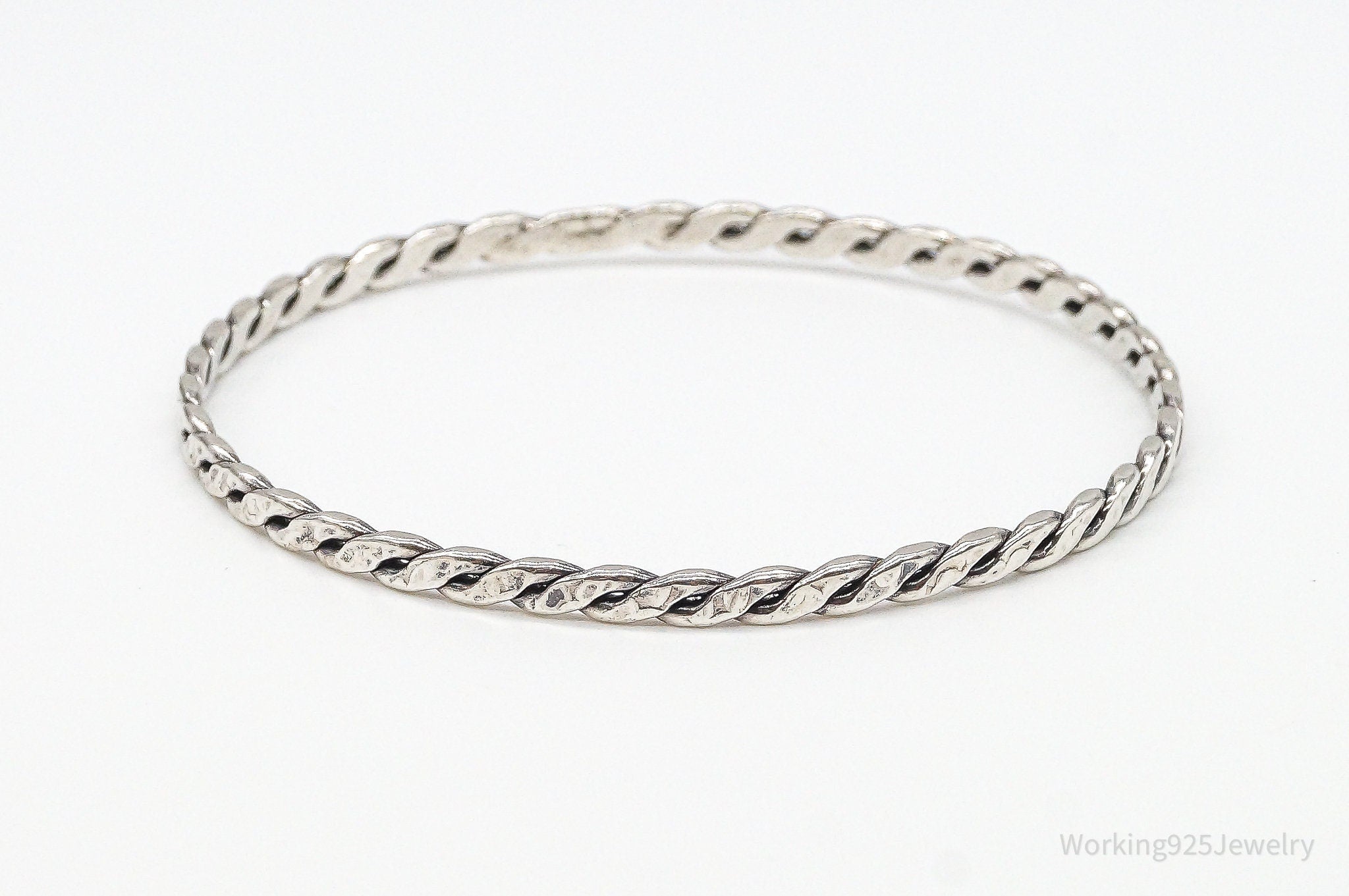 Antique Art Deco Cable Twist Sterling Silver Bracelet