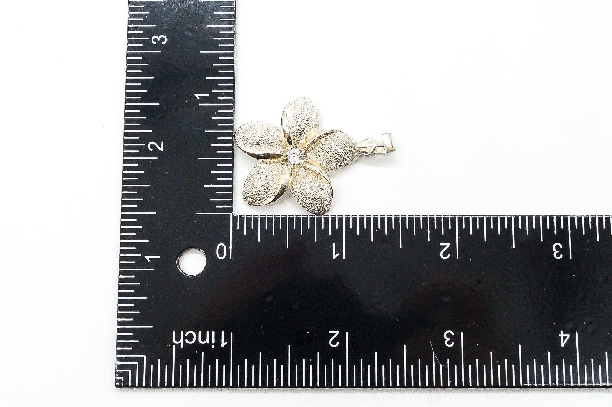 Large Vintage Cubic Zirconia Flower Sterling Silver Pendant