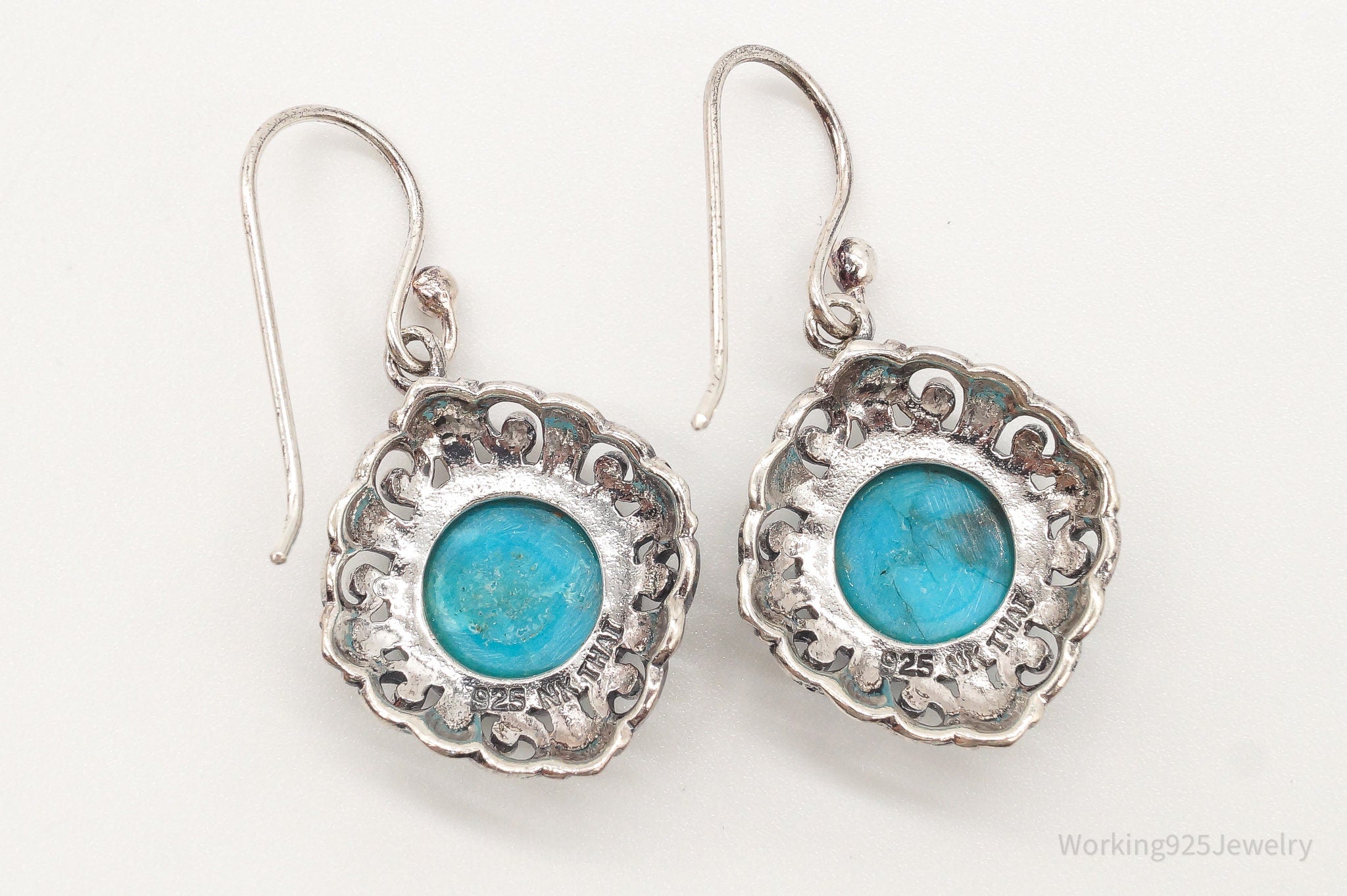 Designer NK Blue Turquoise Sterling Silver Earrings