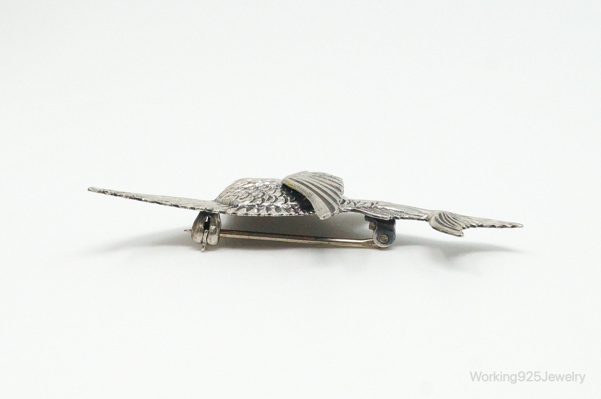 Vintage Fish Sterling Silver Brooch Pin