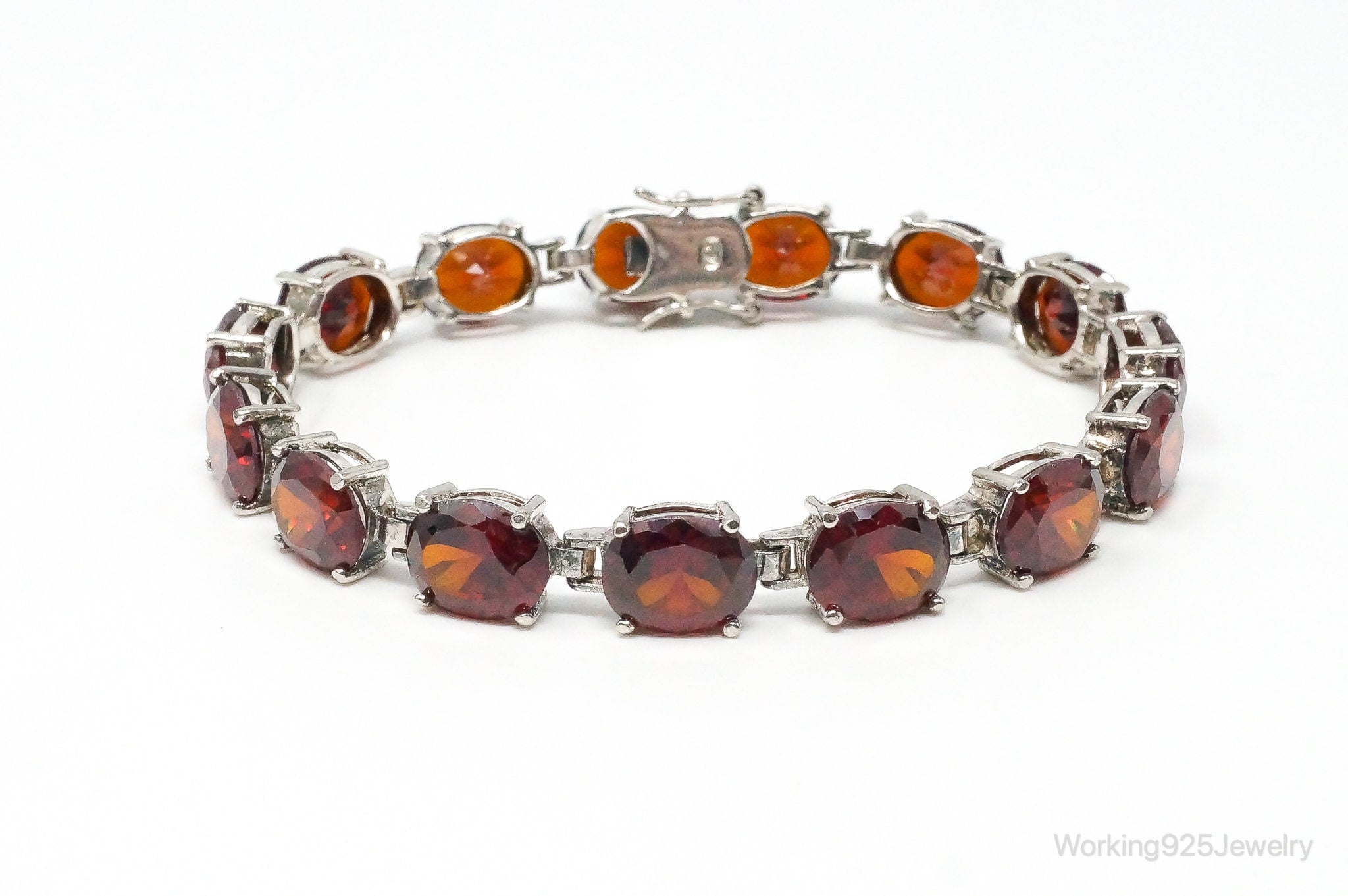 Vintage Garnet Sterling Silver Bracelet