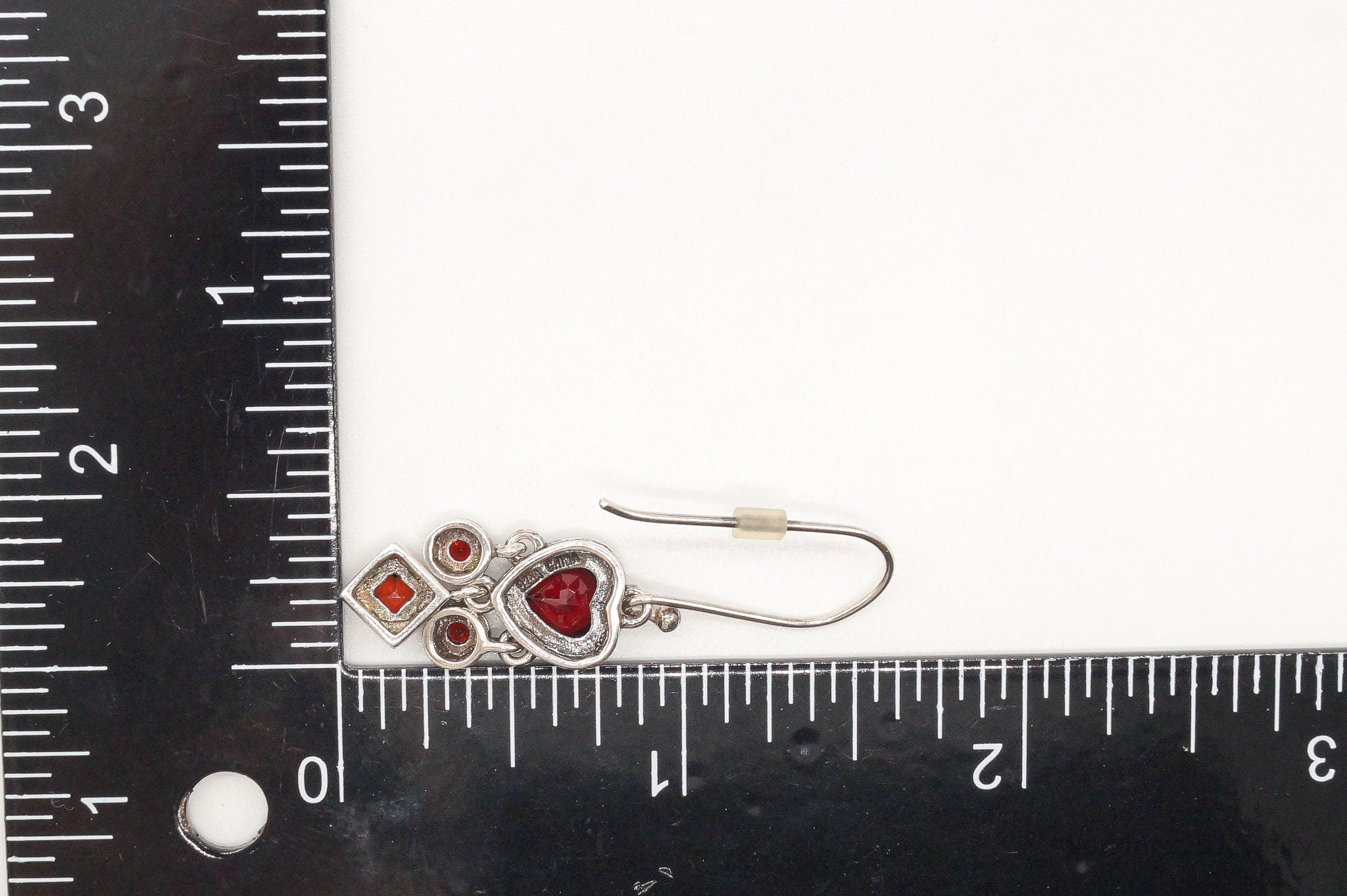 Vintage Garnet Hearts Sterling Silver Earrings