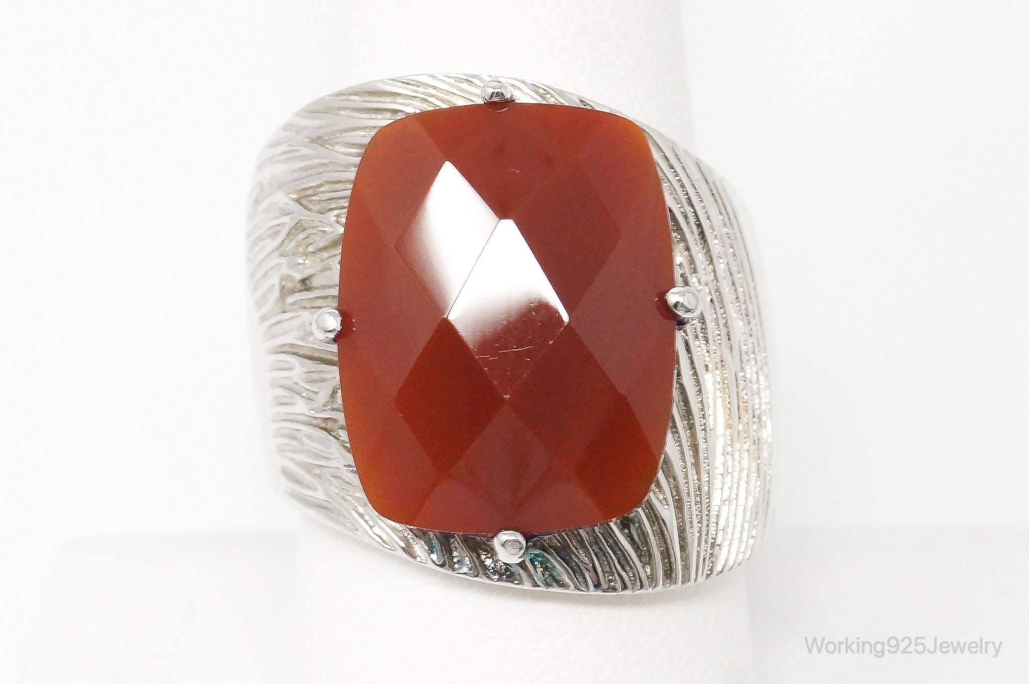 Vintage Designer Elle Carnelian Ruby Sterling Silver Statement Ring Size 9