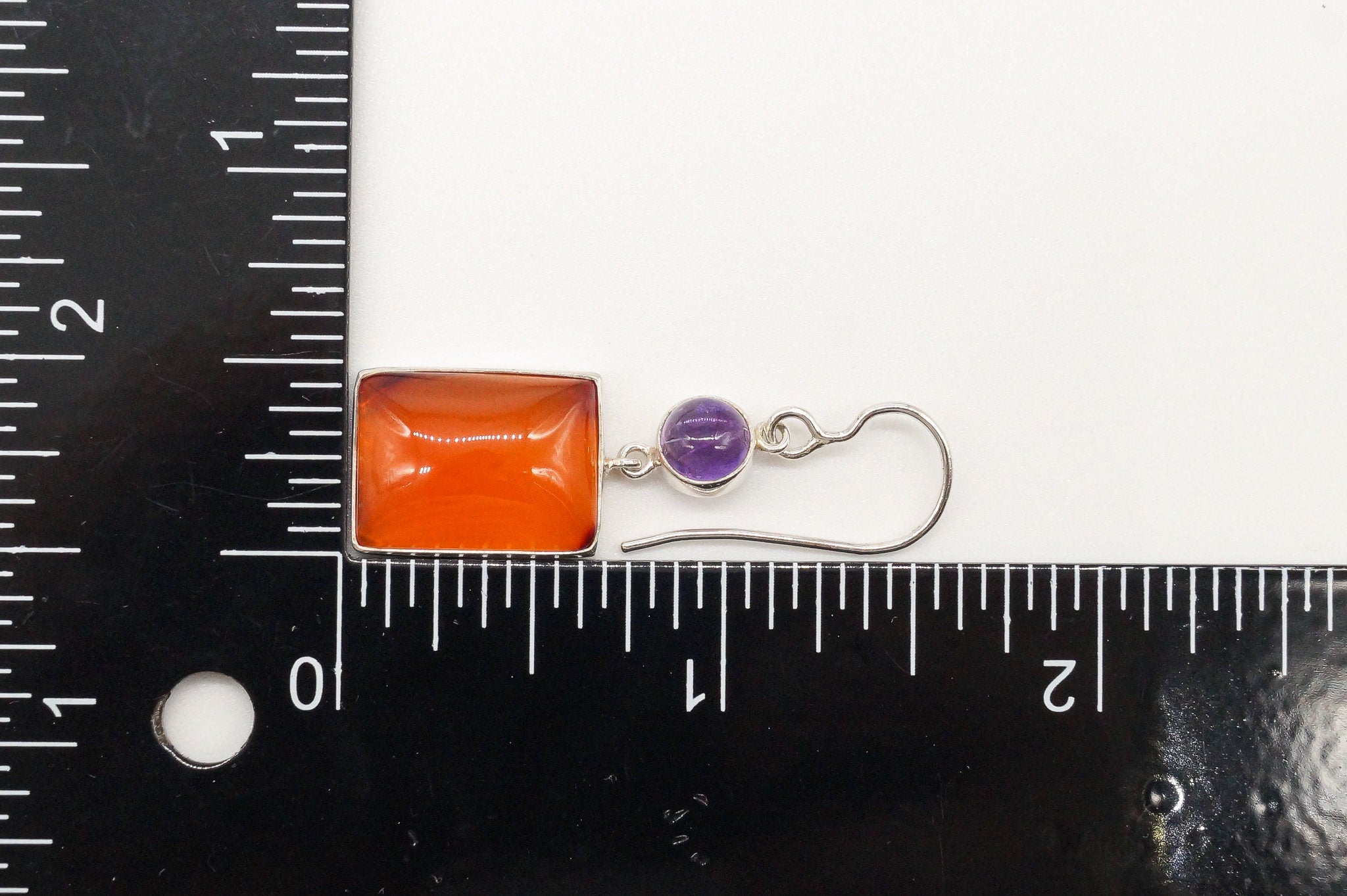 Vintage Carnelian Amethyst Sterling Silver Dangle Earrings