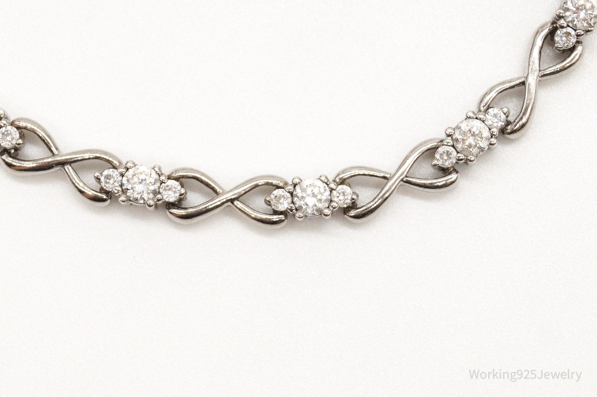 Vintage Cubic Zirconia Infinity Sterling Silver Tennis Bracelet