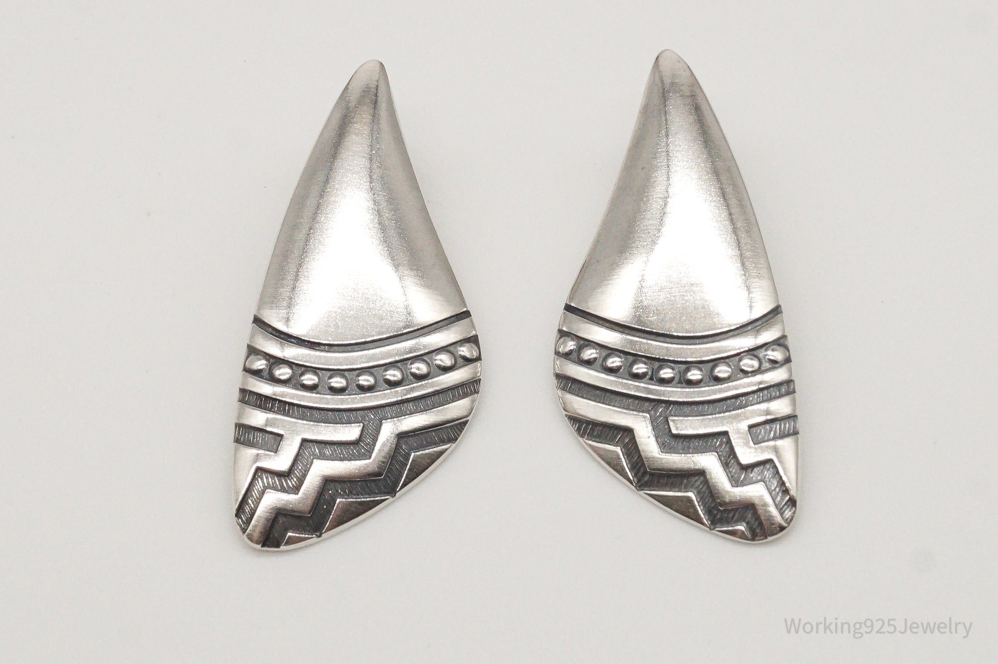 Vintage Designer KABANA Sterling Silver Southwestern Style Earrings