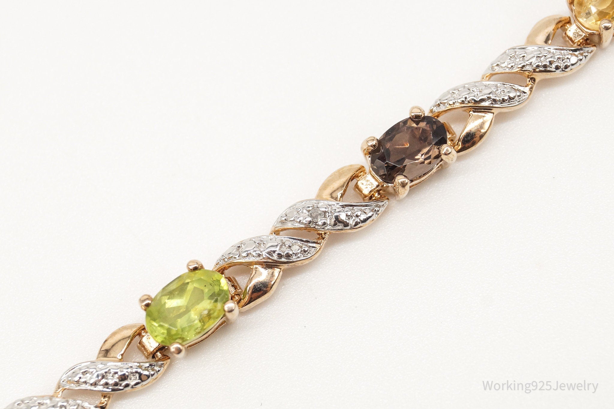 Ross Simons Multi Gem Single Diamond 18Kt Gold Over Sterling Silver Bracelet