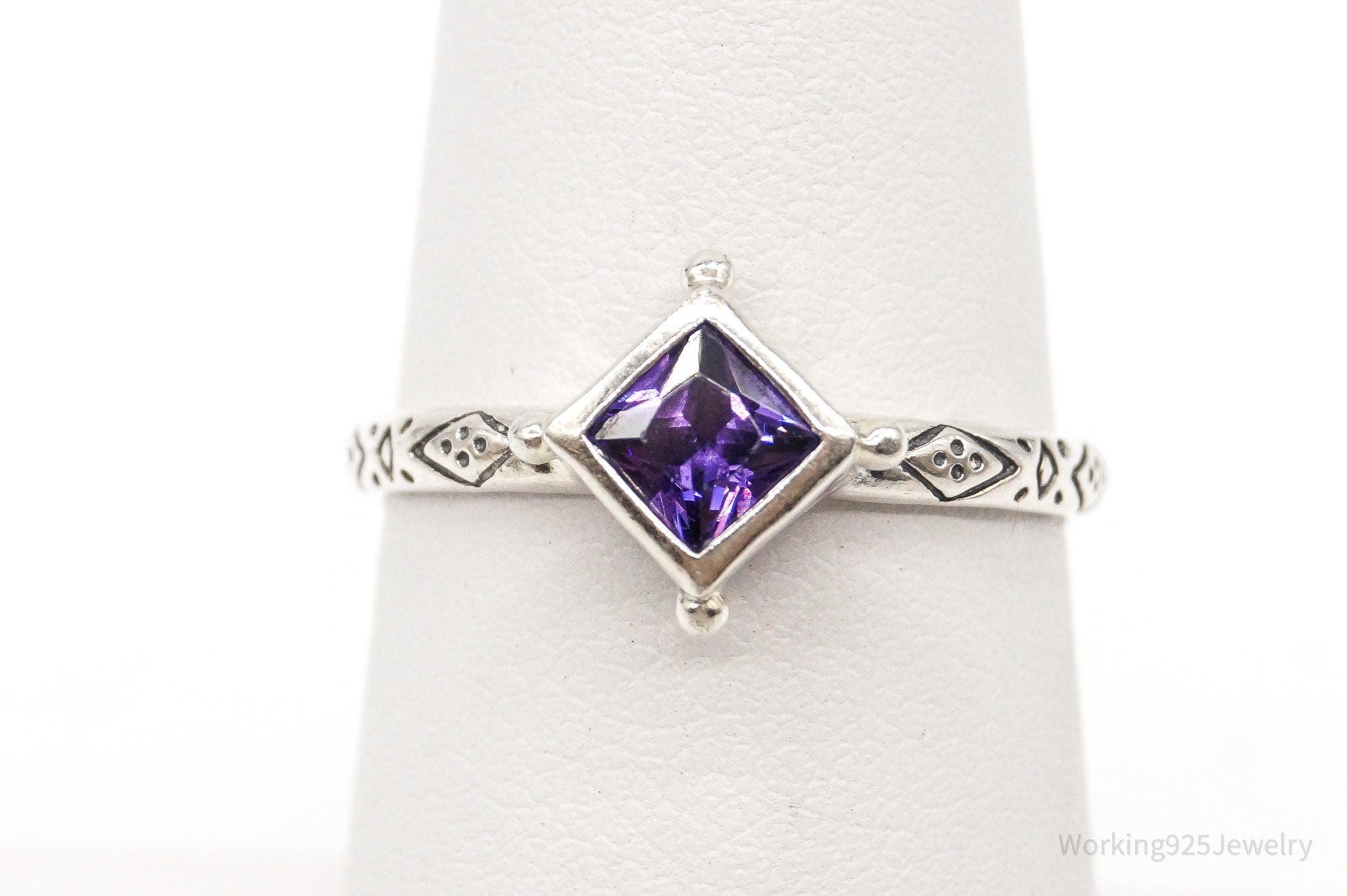 Designer Silpada Amethyst Sterling Silver Ring - Size 6.25