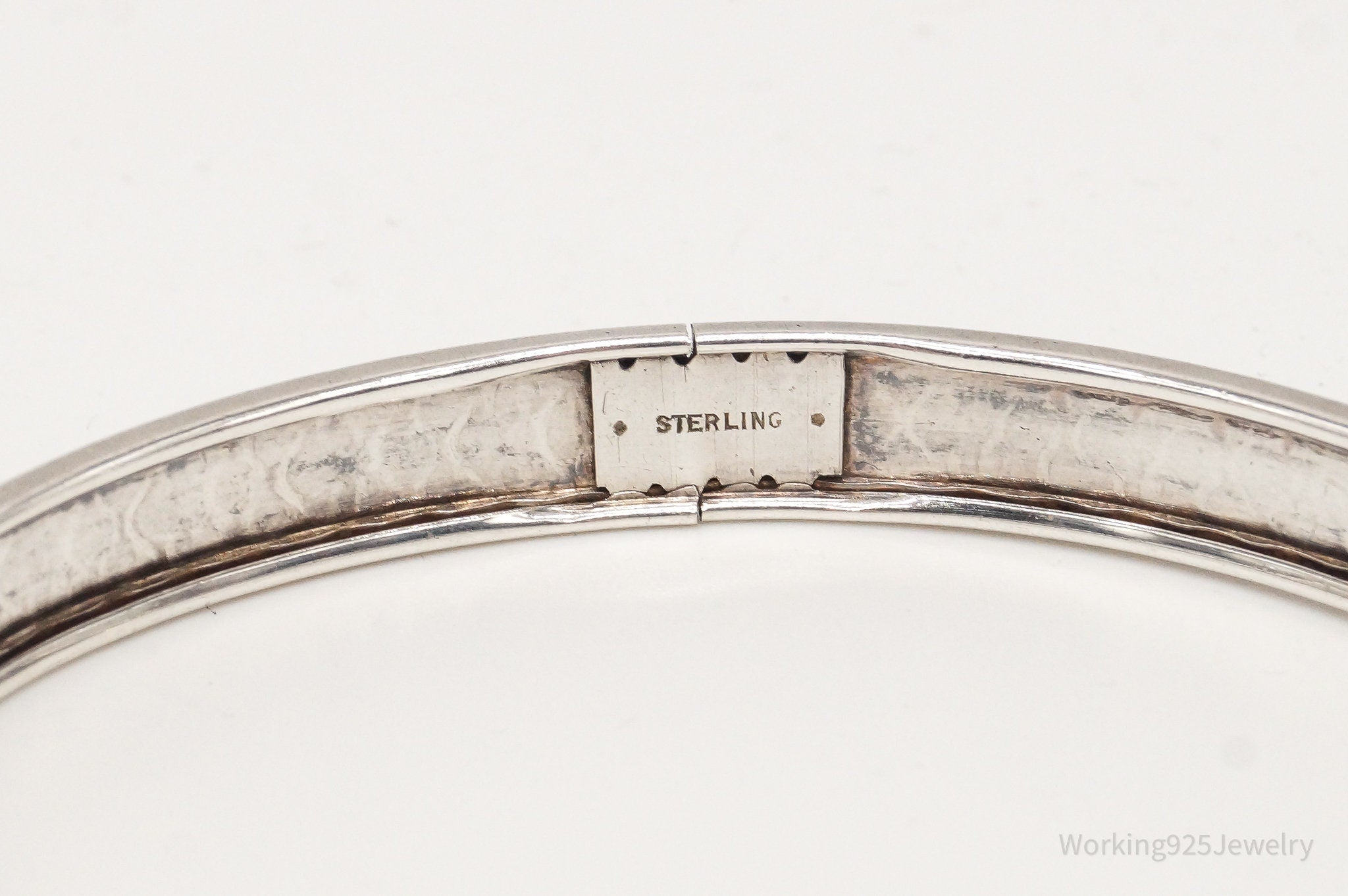 Antique Sterling Silver Floral Pattern Bangle Bracelet