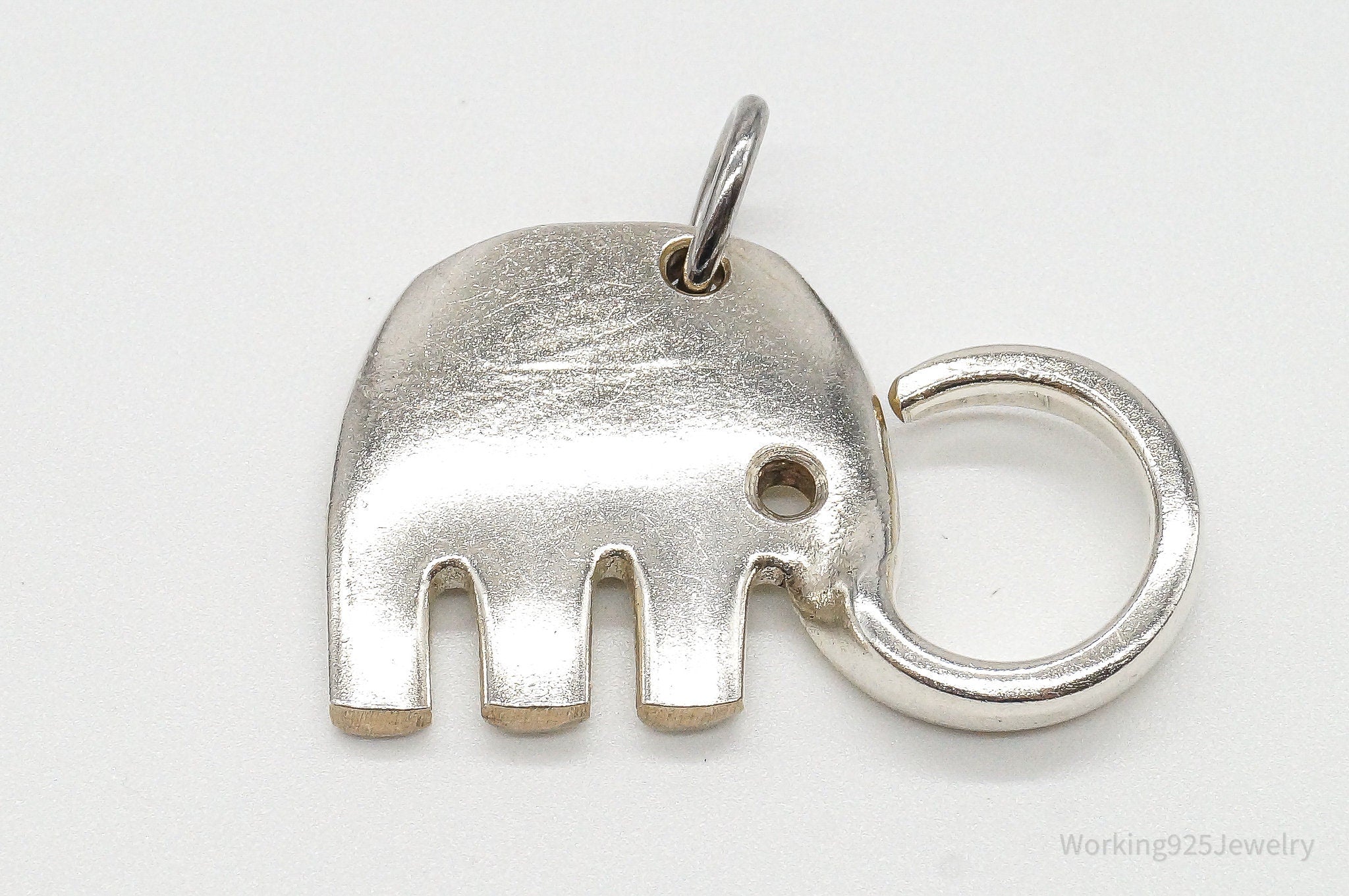 Vintage Elephant Shape Cut Sterling Silver Plated Fork Pendant