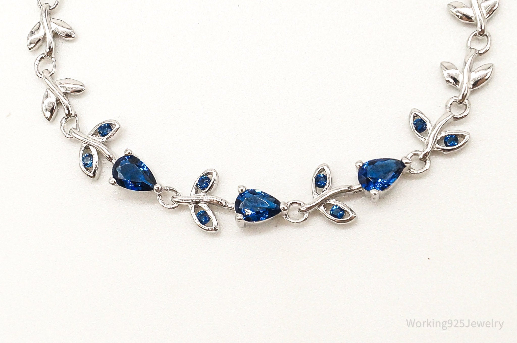 Vintage Designer Lab Sapphire Sterling Silver Bracelet