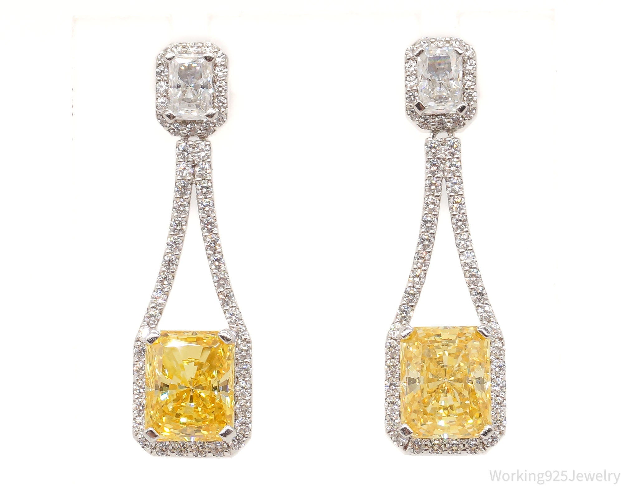 Daniel K Clear & Canary Simulated Diamond Rhodium Finish SterlingSilver Earrings