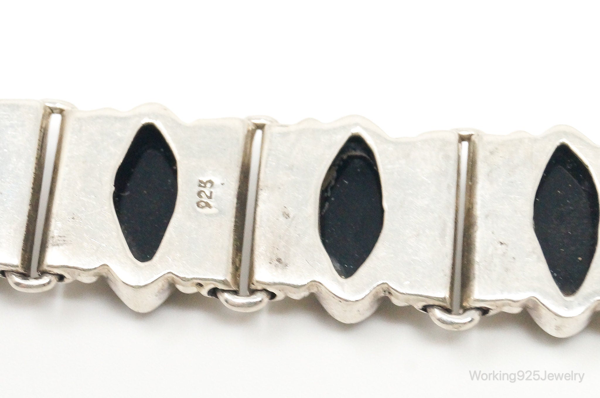 Vintage Black Onyx Toggle Sterling Silver Bracelet