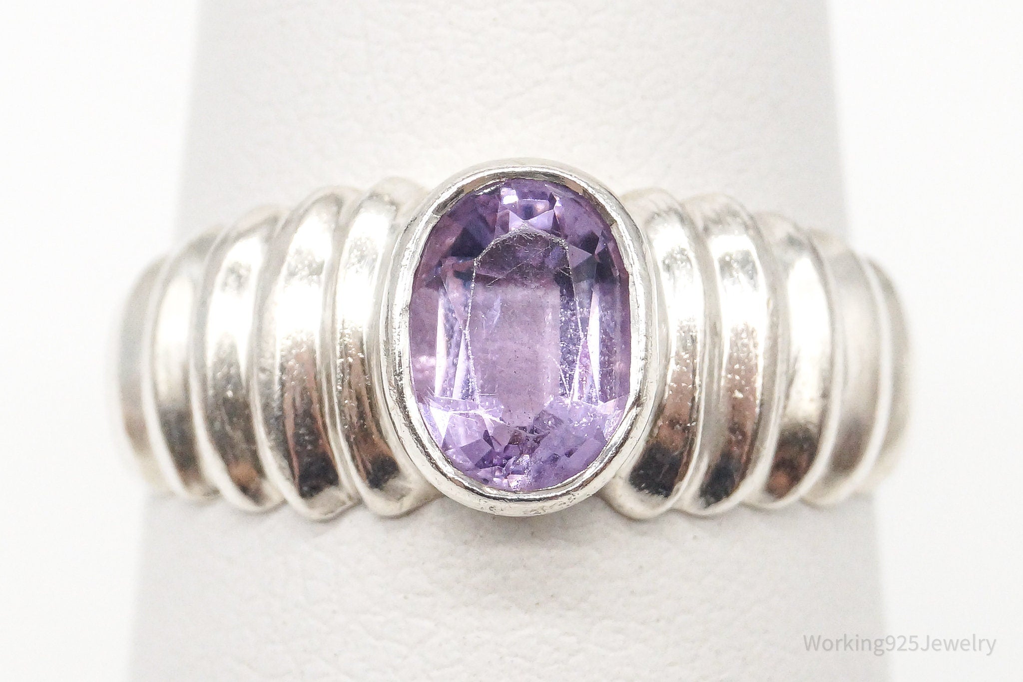 Vintage Amethyst Sterling Silver Ring Size 6