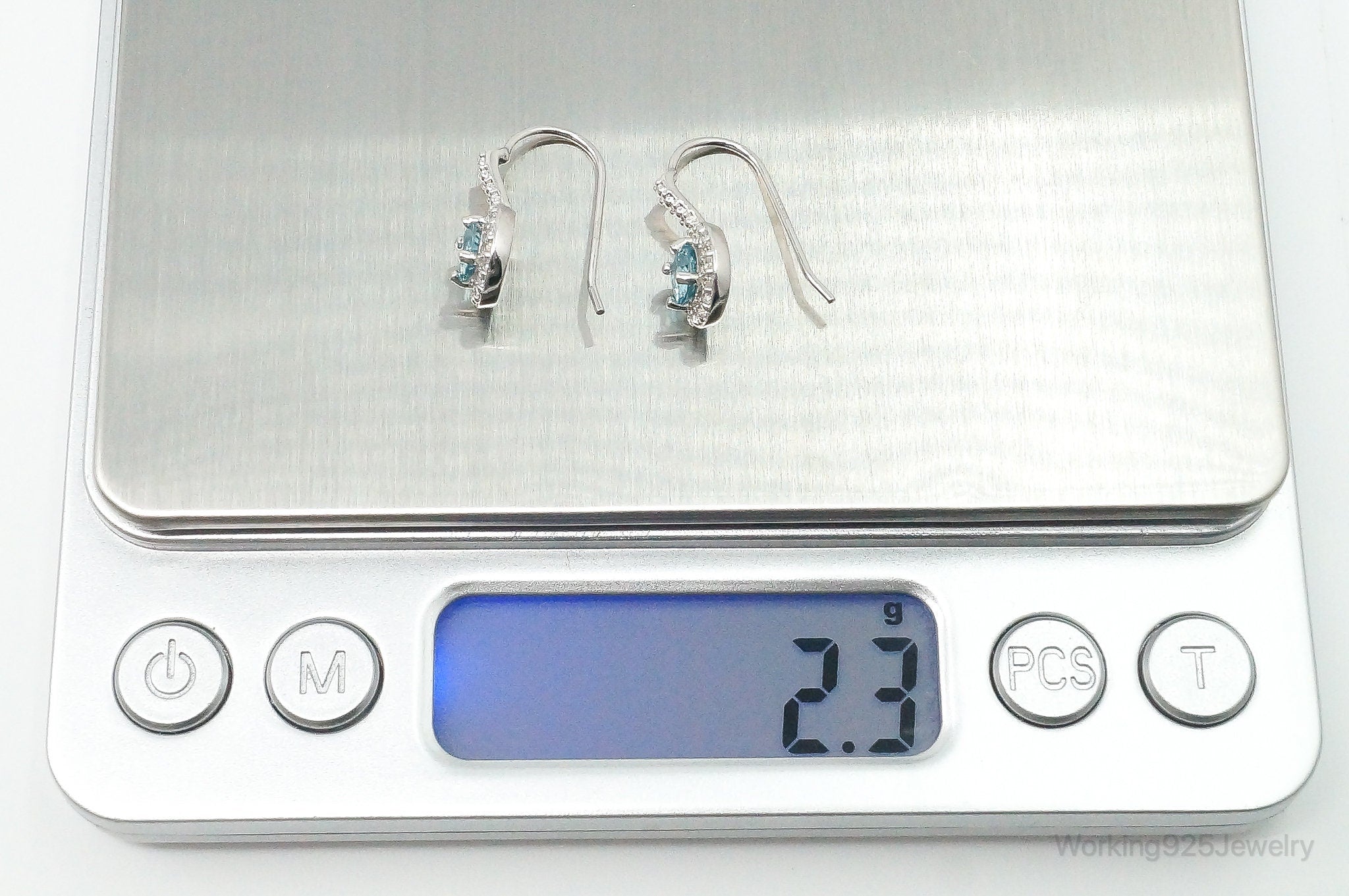 Blue Topaz Cubic Zirconia Sterling Silver Earrings