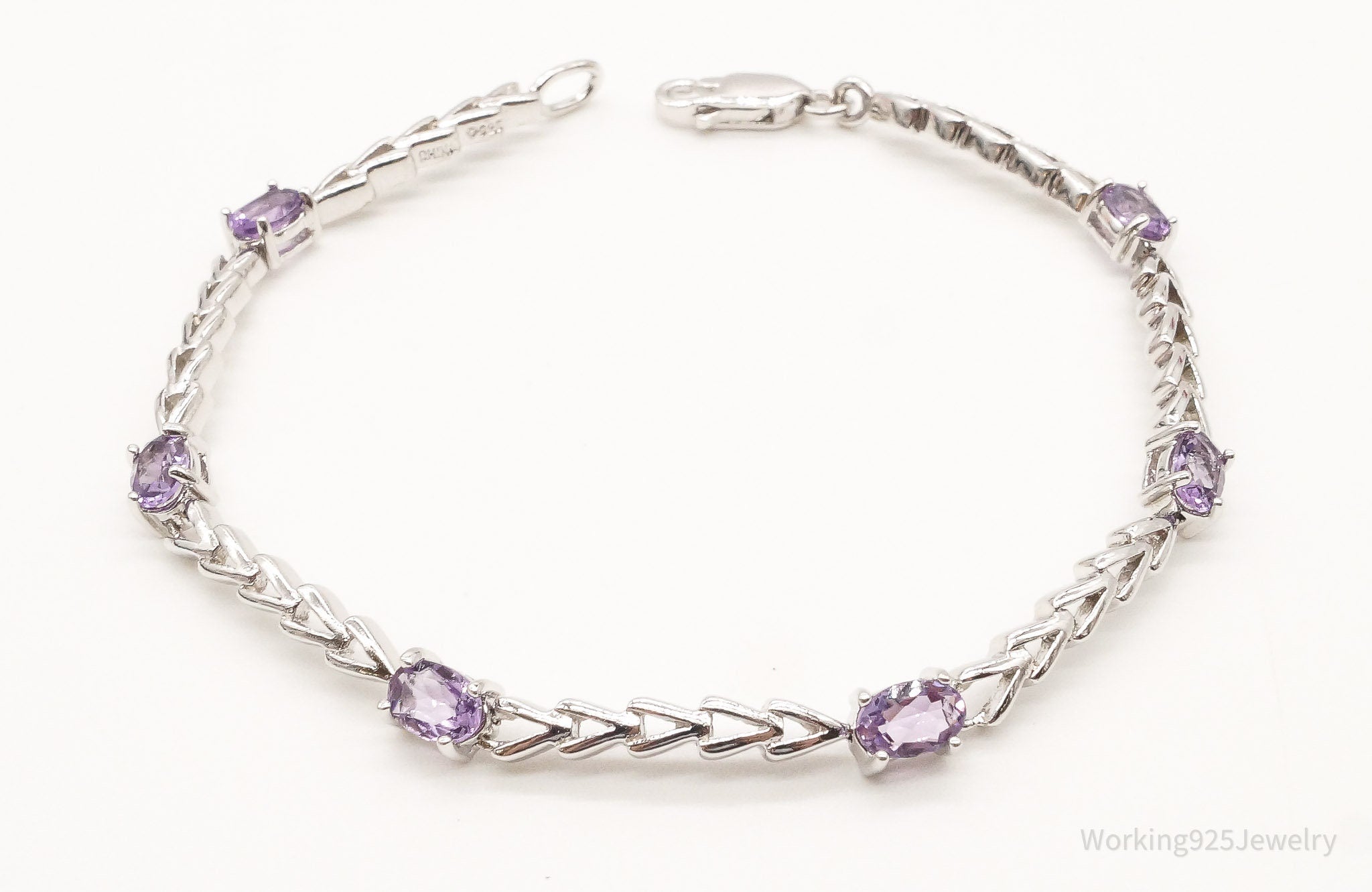 Vintage Amethyst Sterling Silver Bracelet